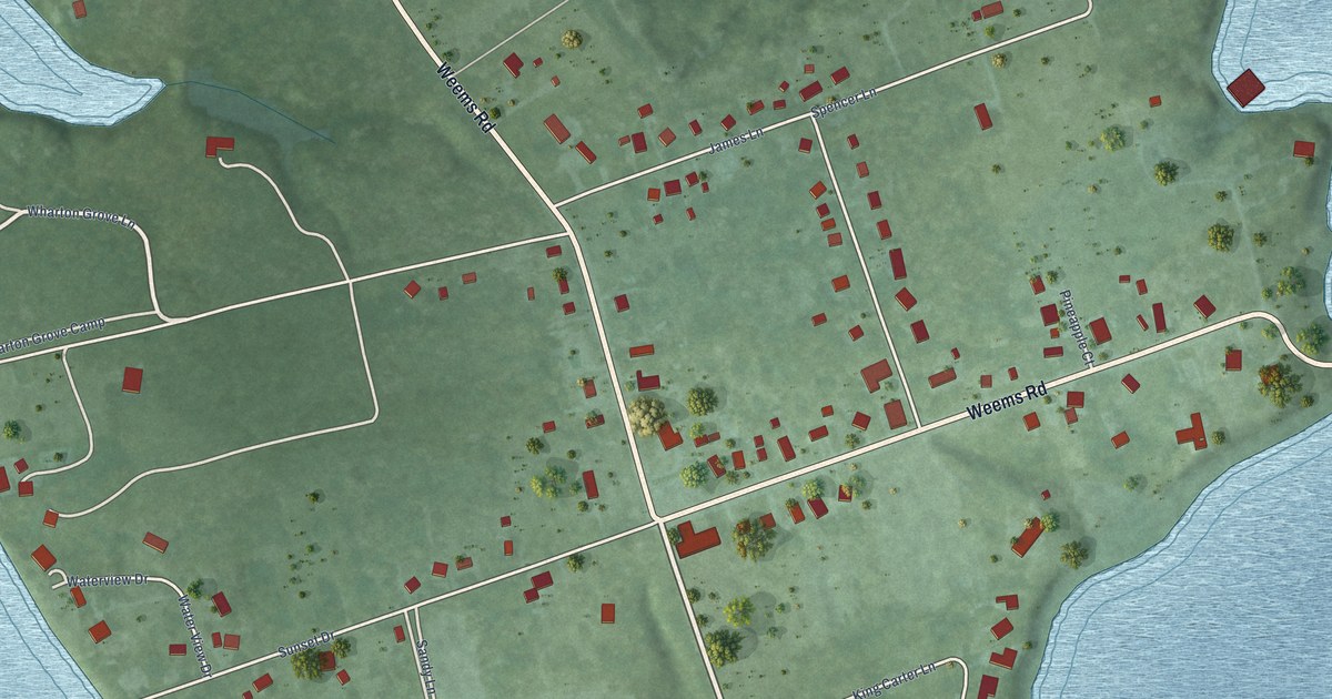 Map of Weems, Virginia in 2026