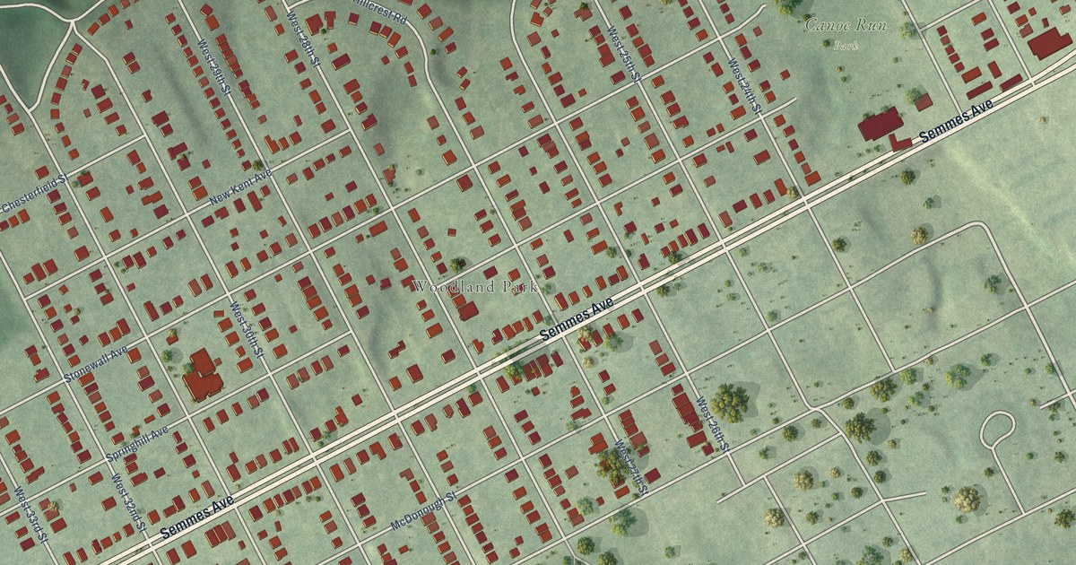 Detailed Map of Woodland Heights, Virginia
