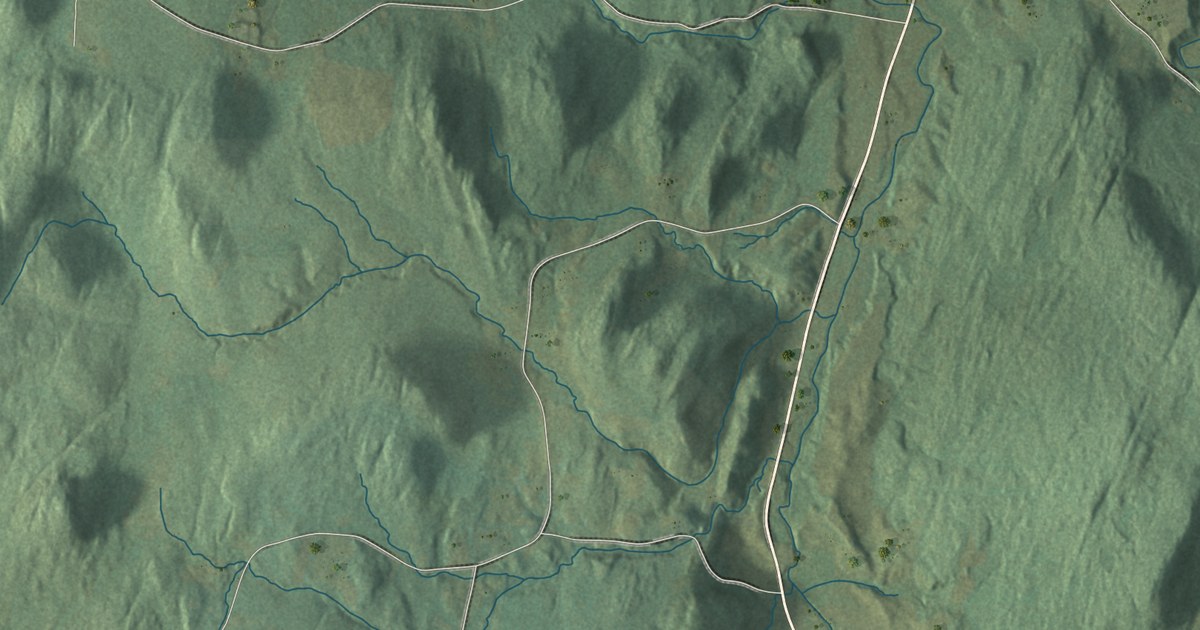 Close-up of streets and buildings in Bakersfield, Vermont