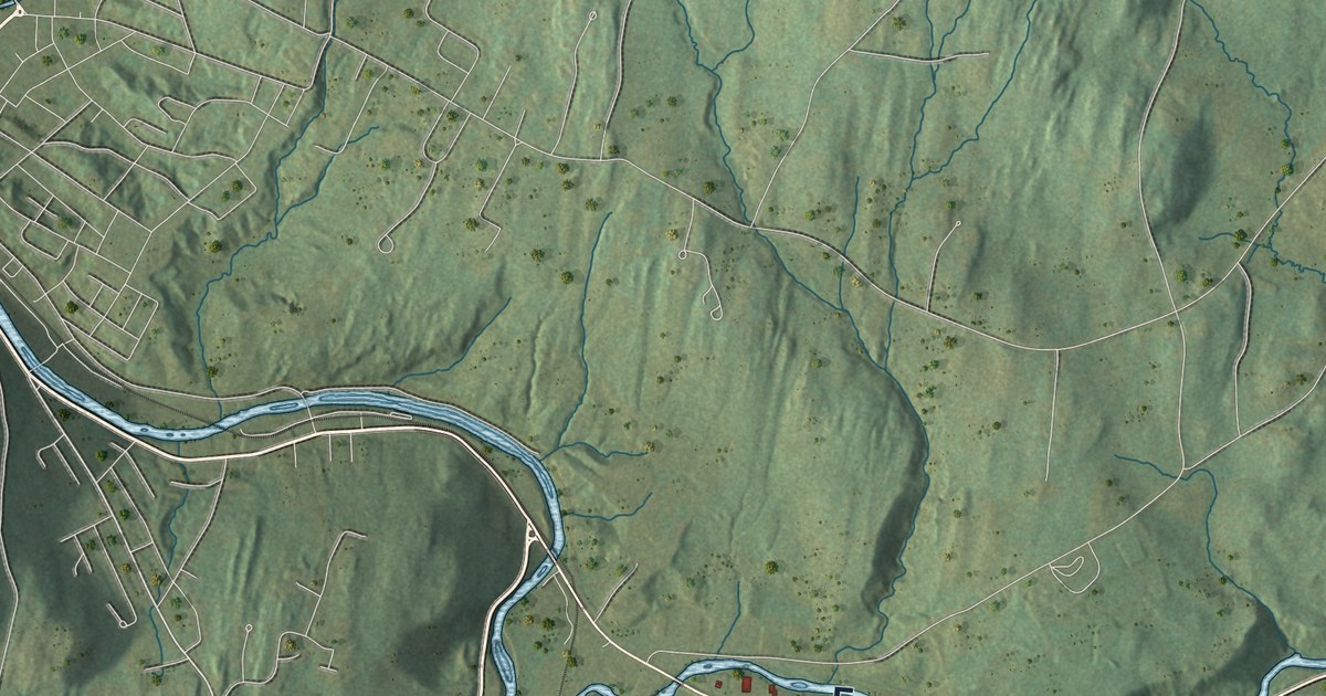 Close-up of streets and buildings in Berlin, Vermont