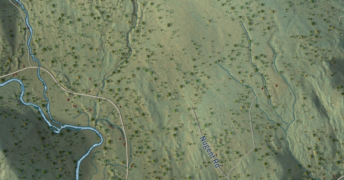 Close-up of streets and buildings in Bloomfield, Vermont