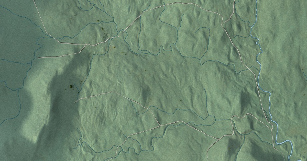 Close-up of streets and buildings in Glastenbury, Vermont
