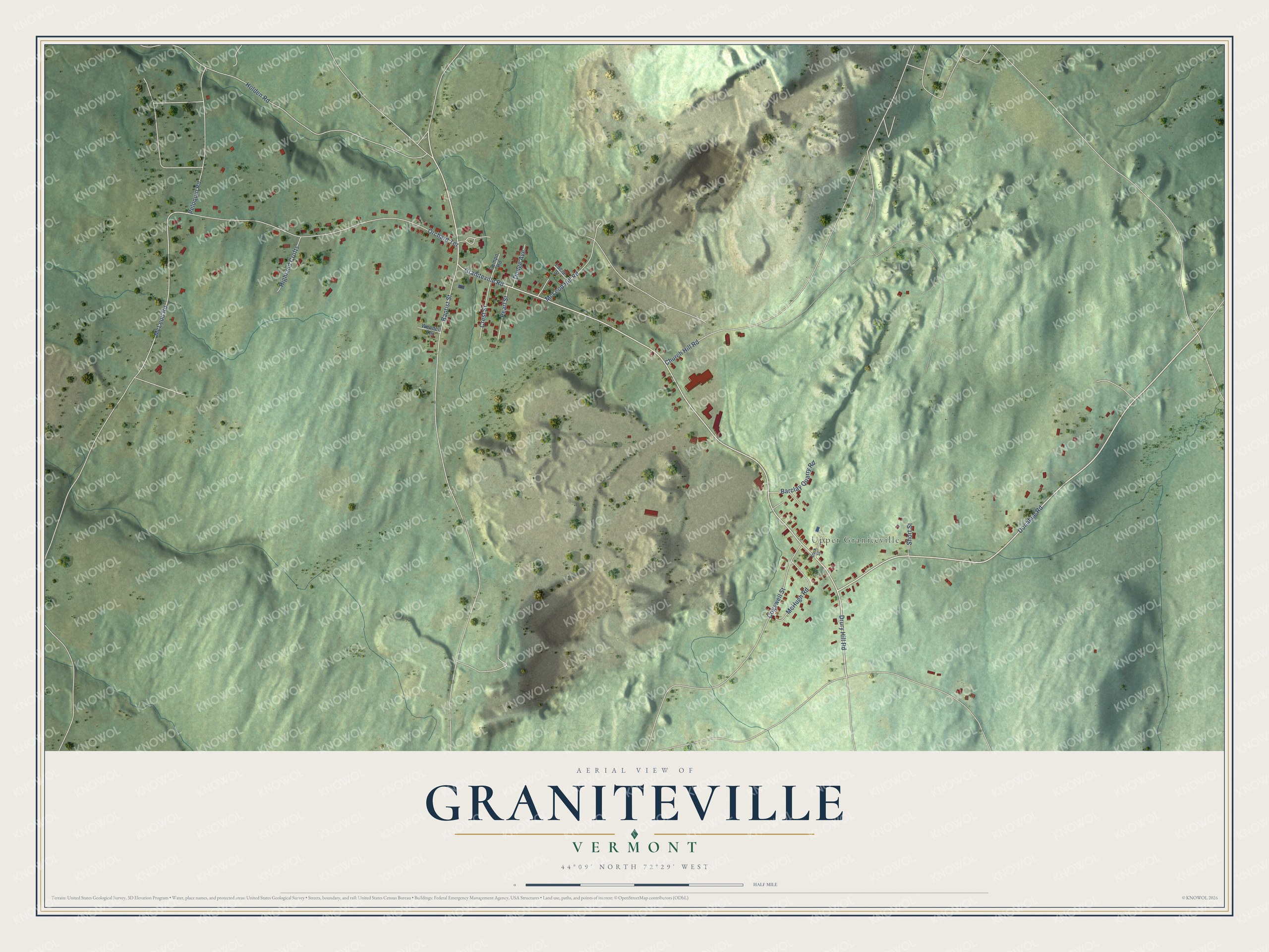Watermarked full-map preview of Graniteville, Vermont