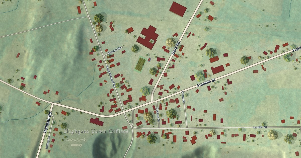 Detailed Map of Highgate Center, Vermont