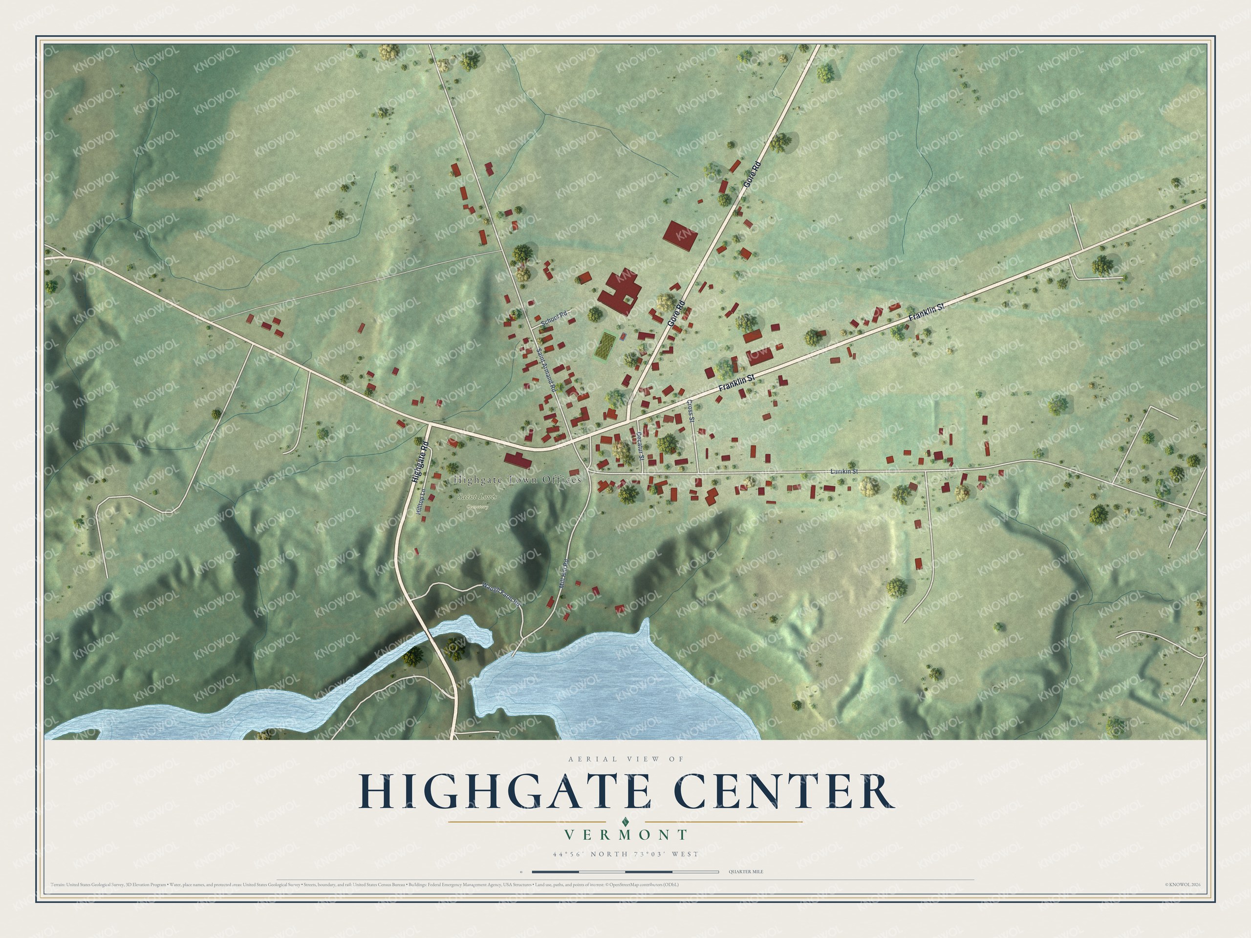 Watermarked full-map preview of Highgate Center, Vermont