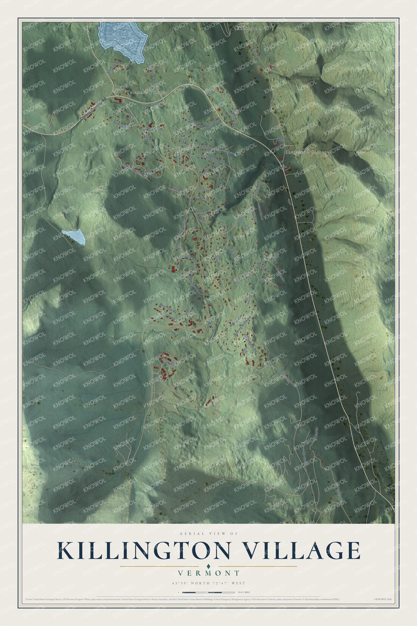 Map of Killington Village, Vermont, along Killington Road