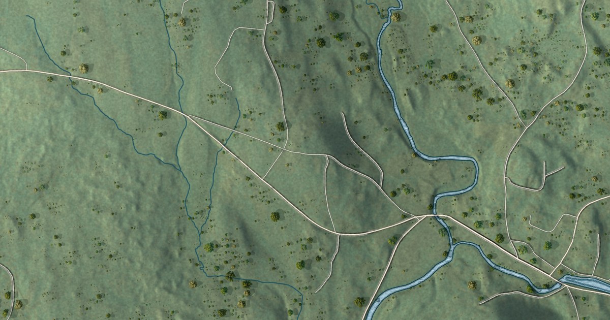 Close-up of streets and buildings in Landgrove, Vermont