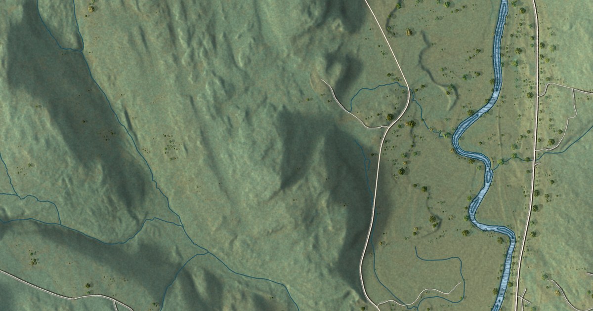 Close-up of streets and buildings in Lemington, Vermont