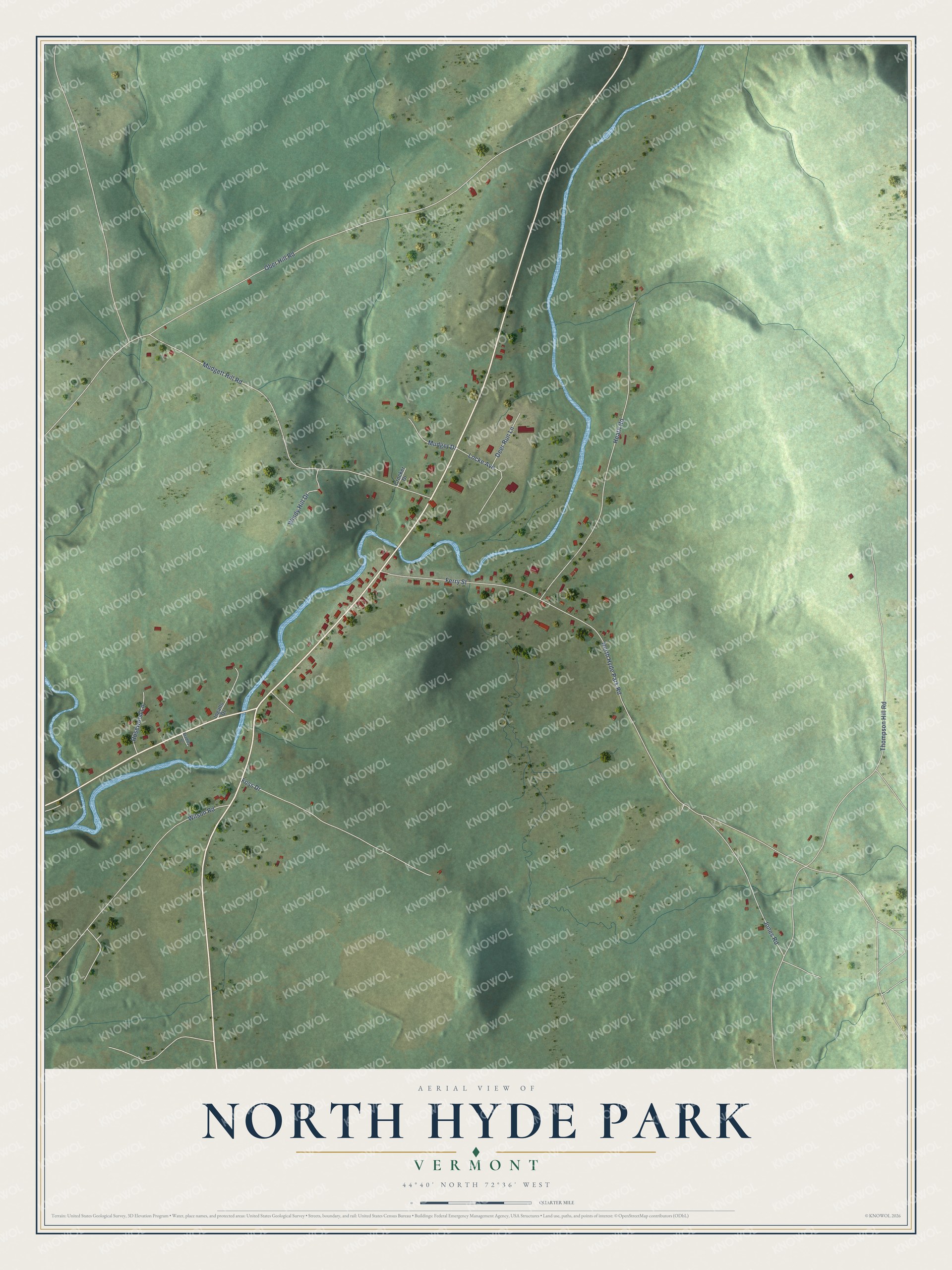 Watermarked full-map preview of North Hyde Park, Vermont