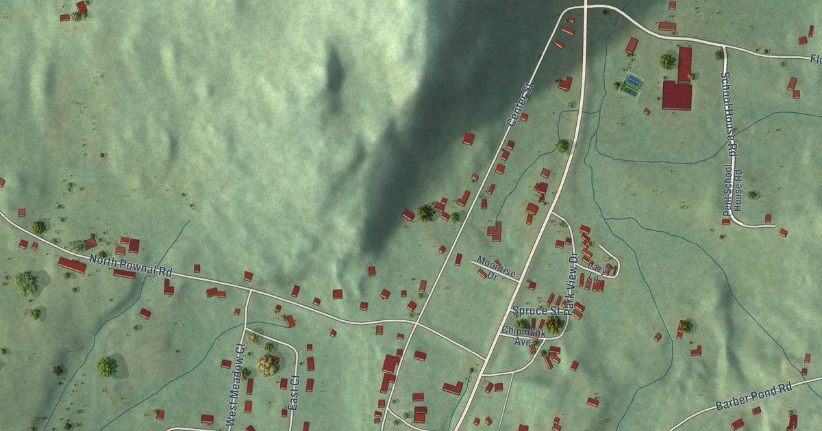 Detailed Map of Pownal Center, Vermont