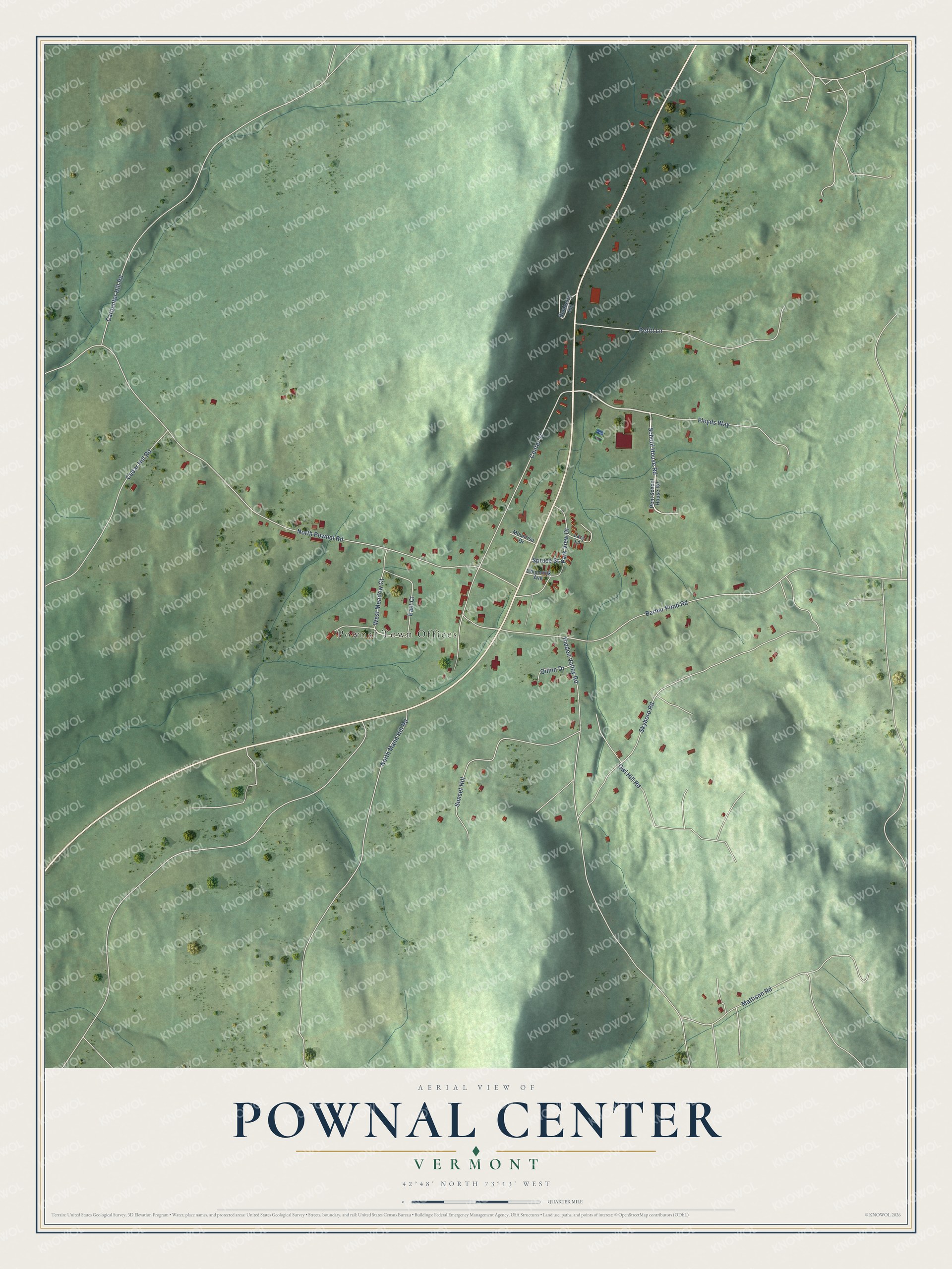 Watermarked full-map preview of Pownal Center, Vermont