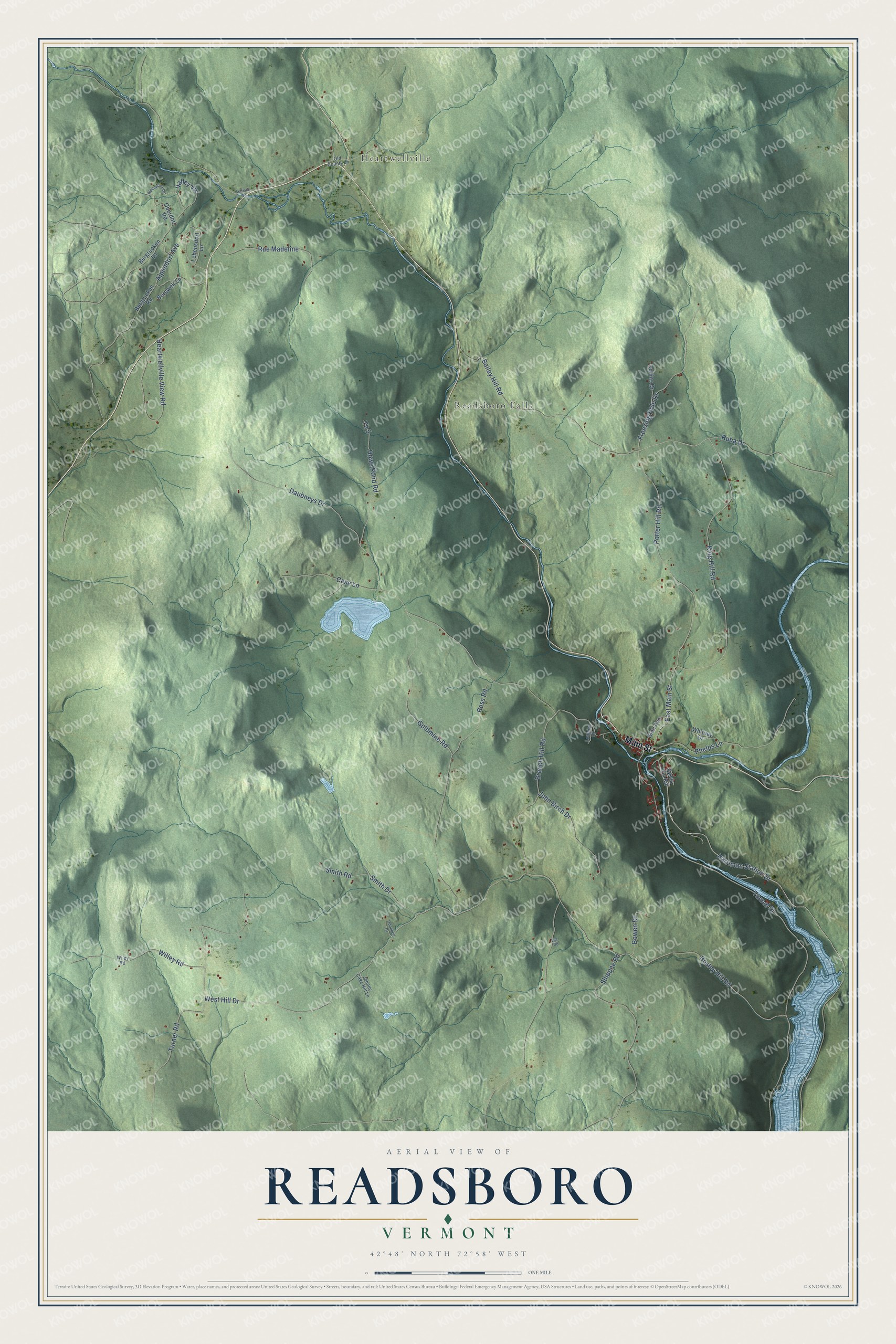 Watermarked full-map preview of Readsboro, Vermont
