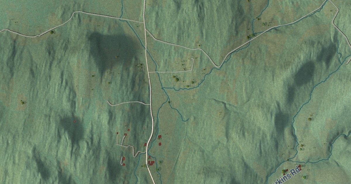 Close-up of streets and buildings in Rupert, Vermont