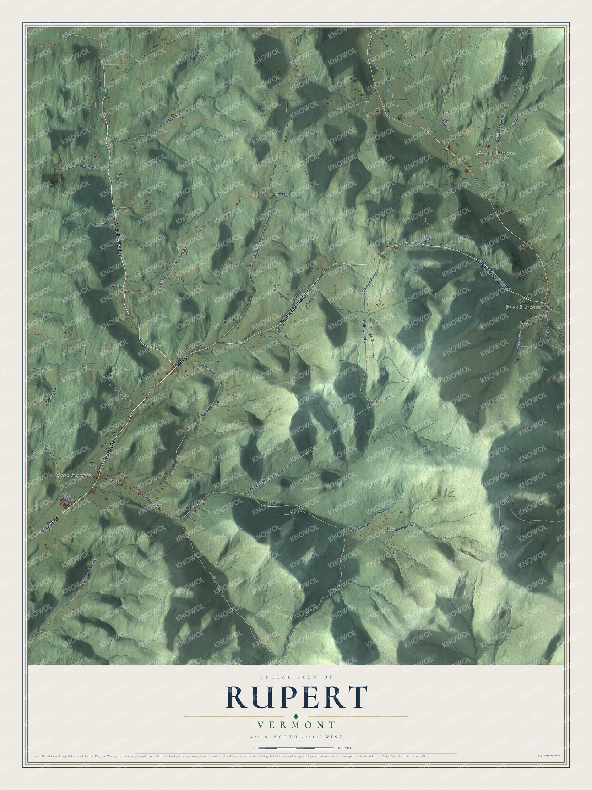 Map of Rupert, Vermont, in the Taconic Mountains