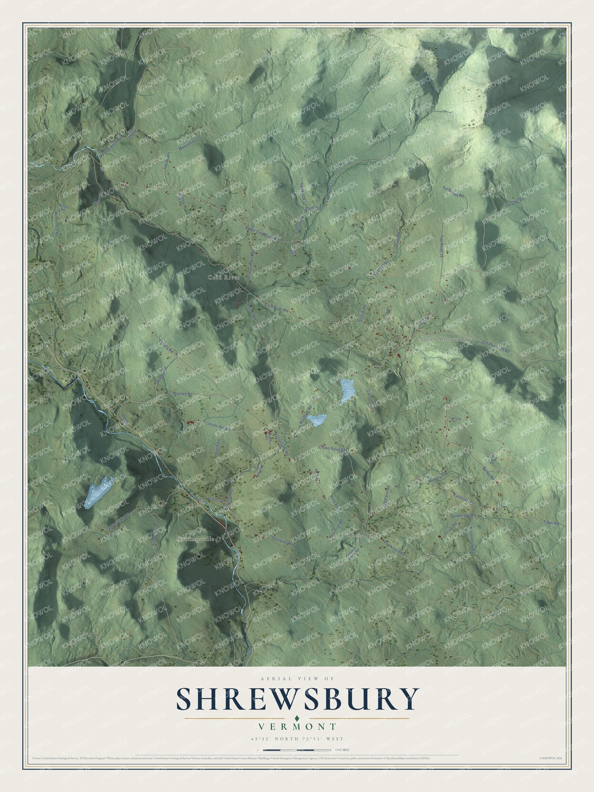 Watermarked full-map preview of Shrewsbury, Vermont