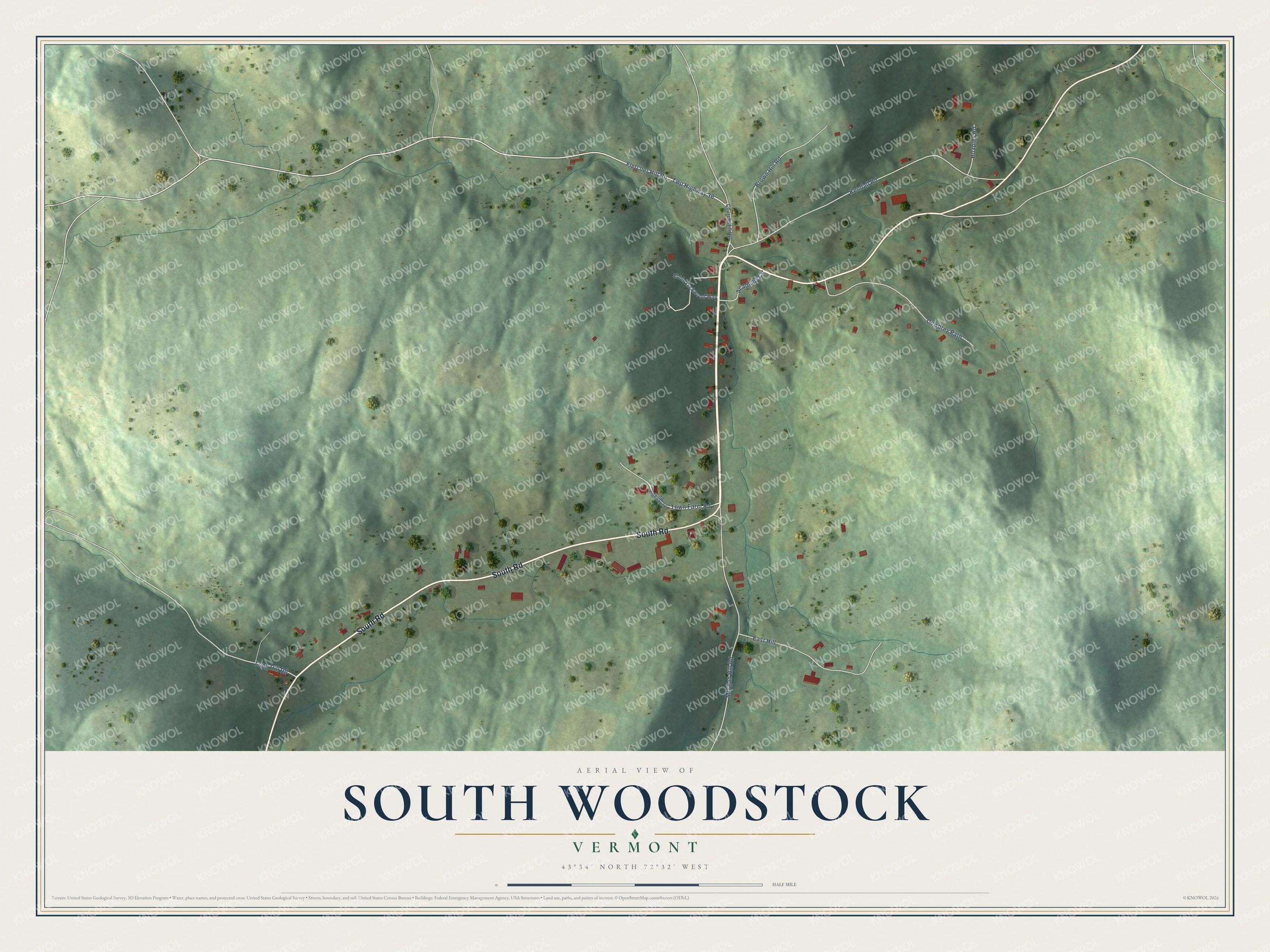 Watermarked full-map preview of South Woodstock, Vermont