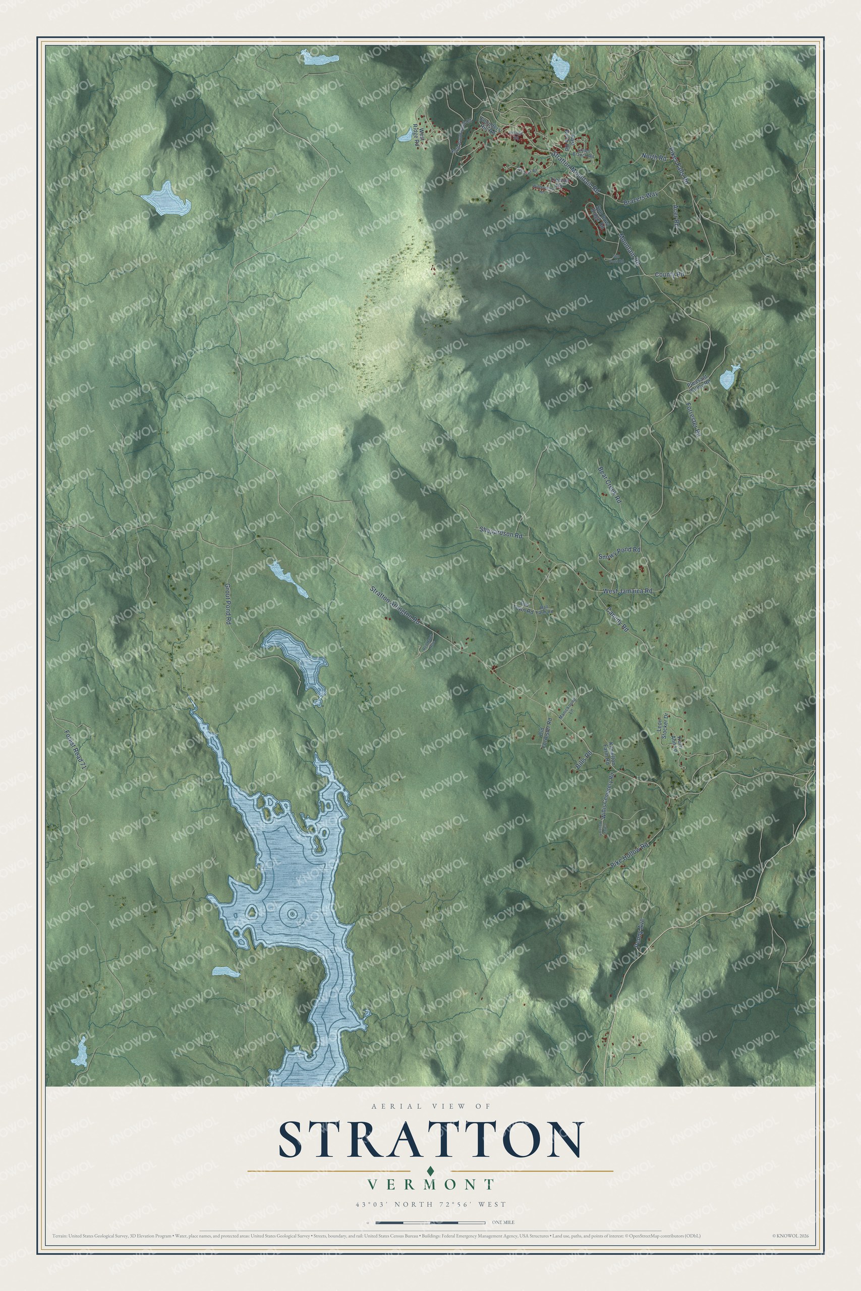 Map of Stratton, Vermont, from Stratton Arlington Road to Grout Pond