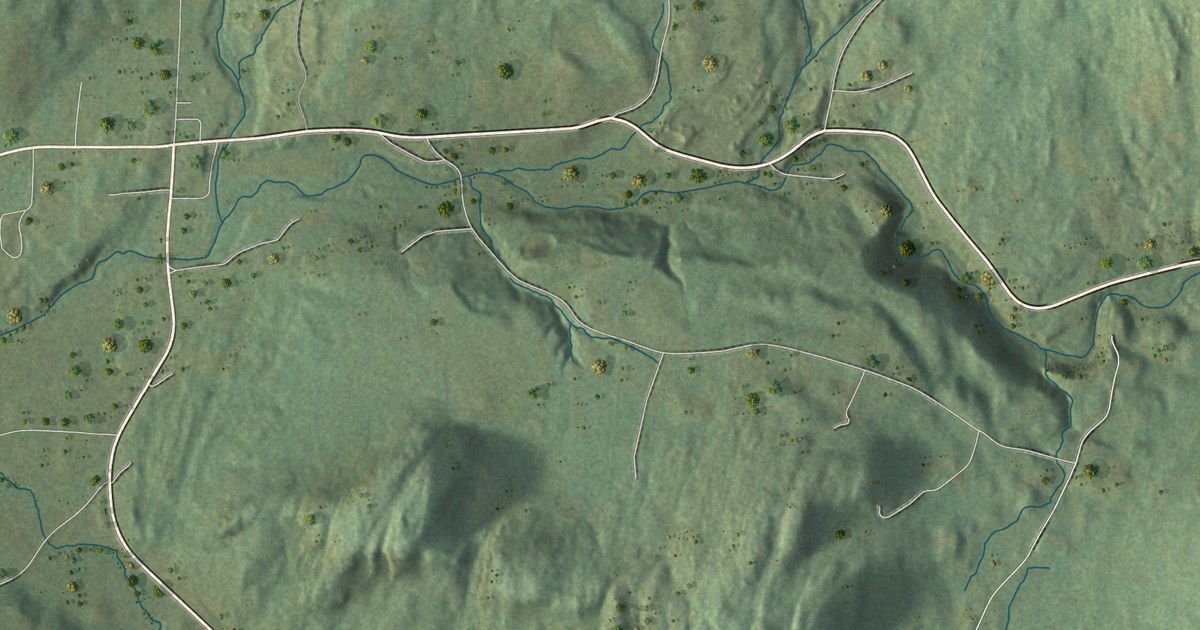 Close-up of streets and buildings in Tinmouth, Vermont