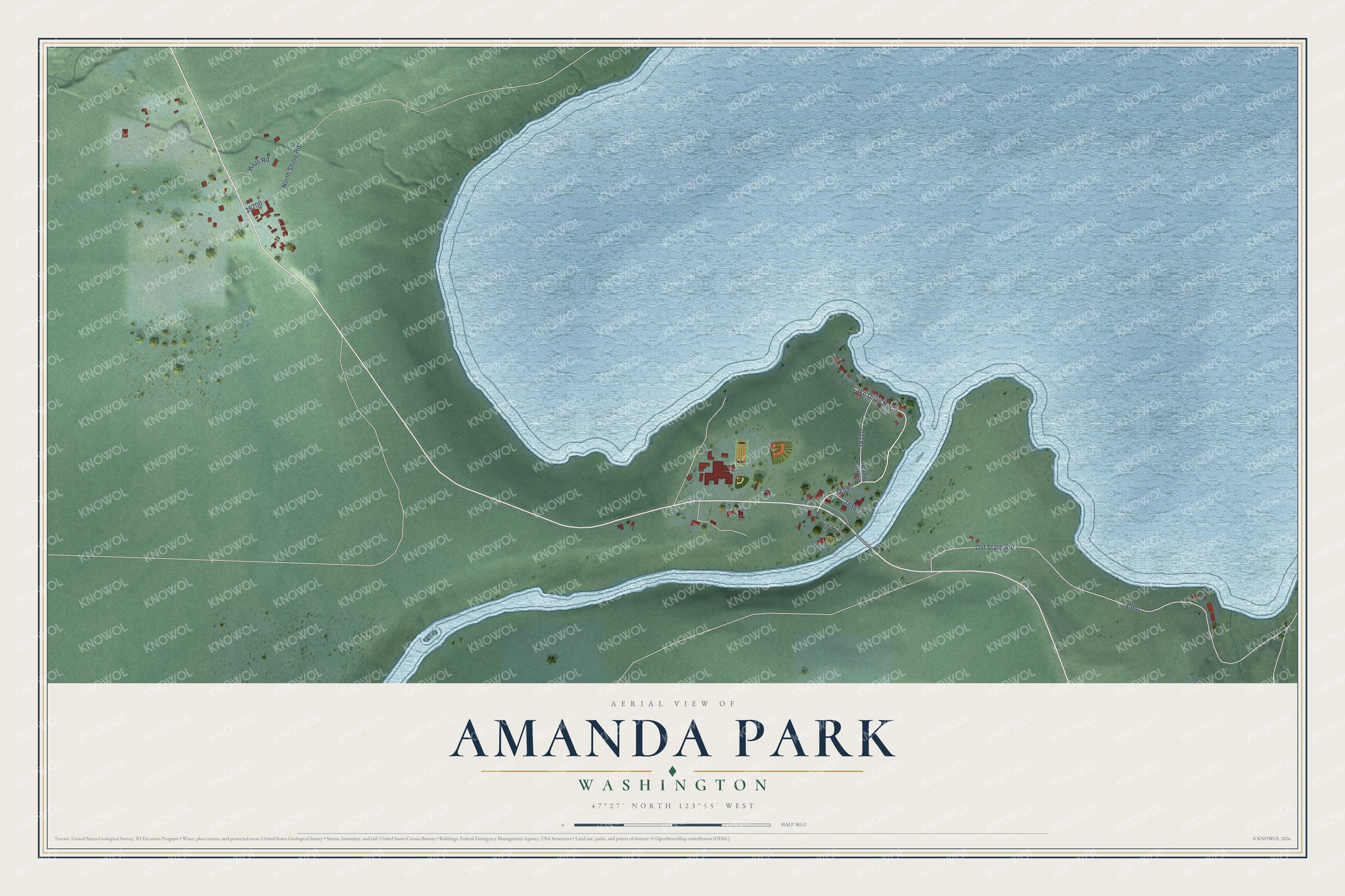 Watermarked full-map preview of Amanda Park, Washington