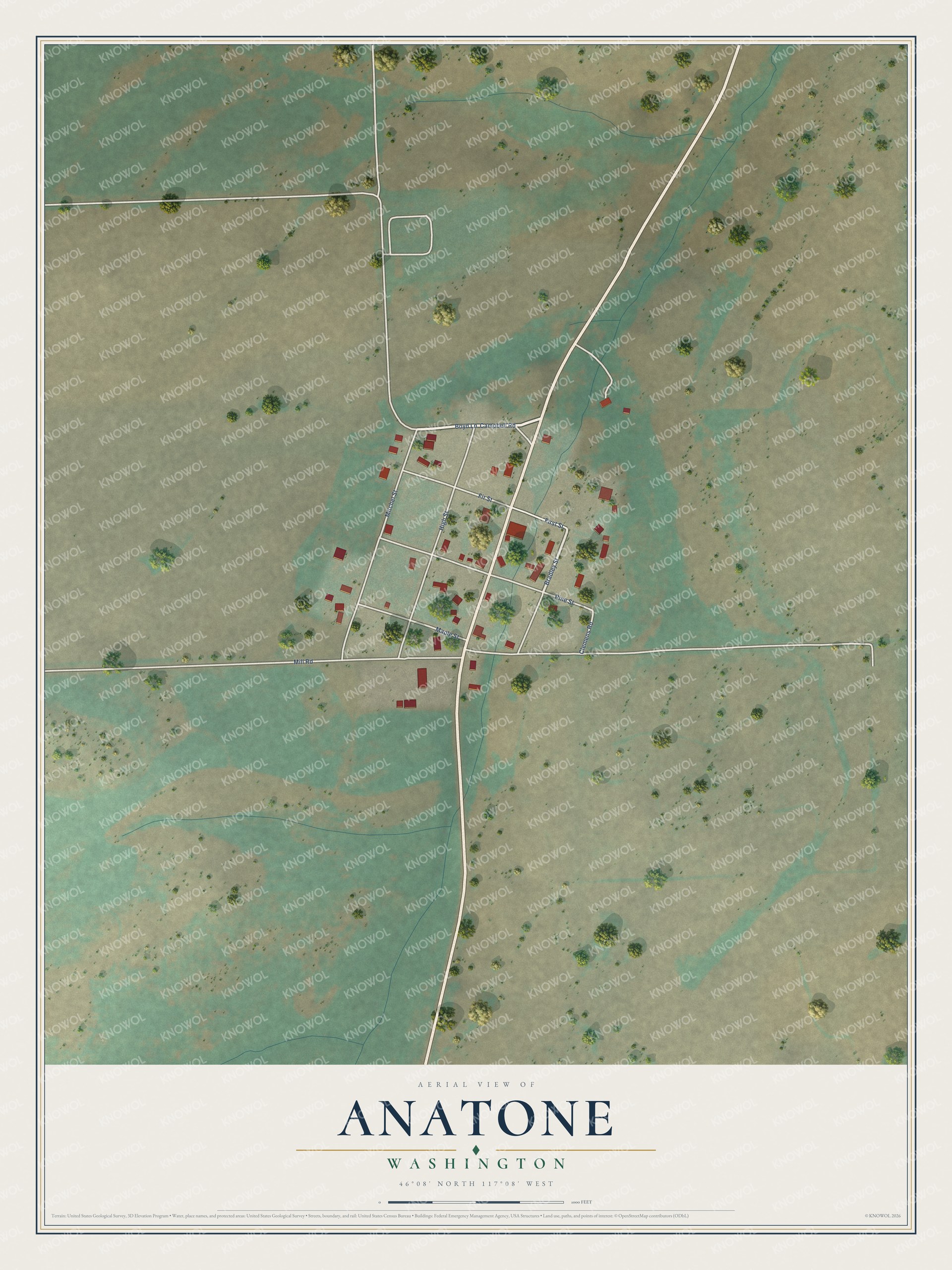 Watermarked full-map preview of Anatone, Washington