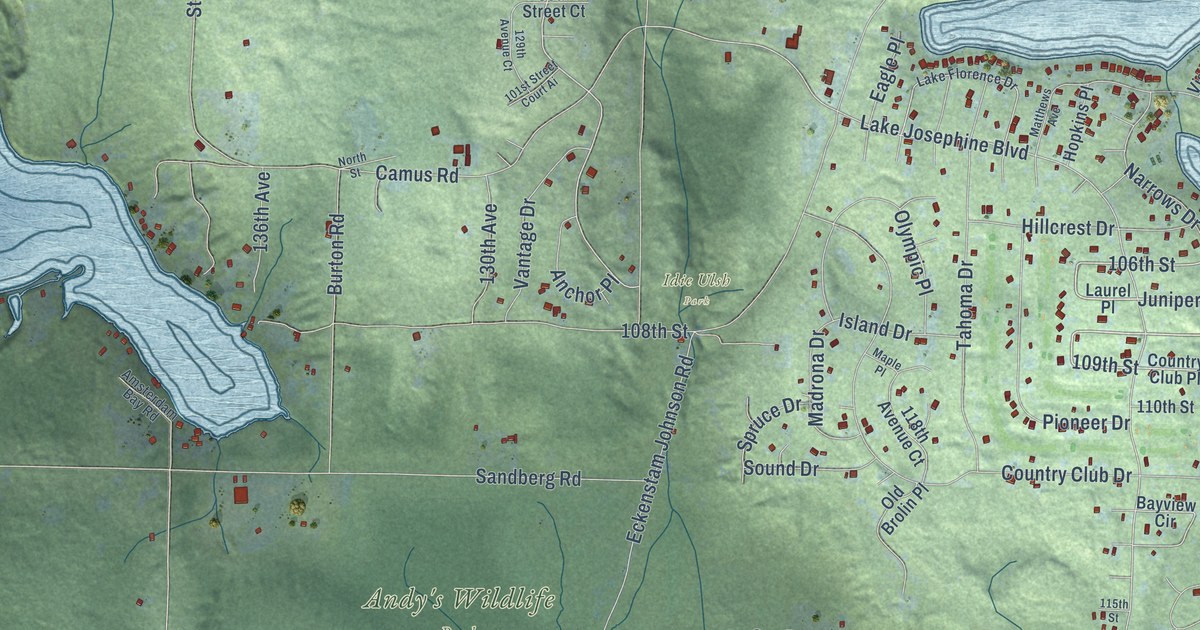 Map of Anderson Island, Washington in 2026