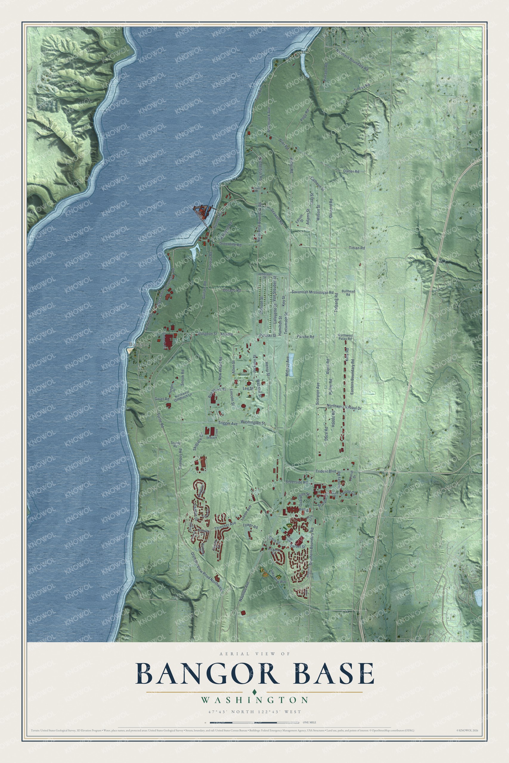 Watermarked full-map preview of Bangor Base, Washington