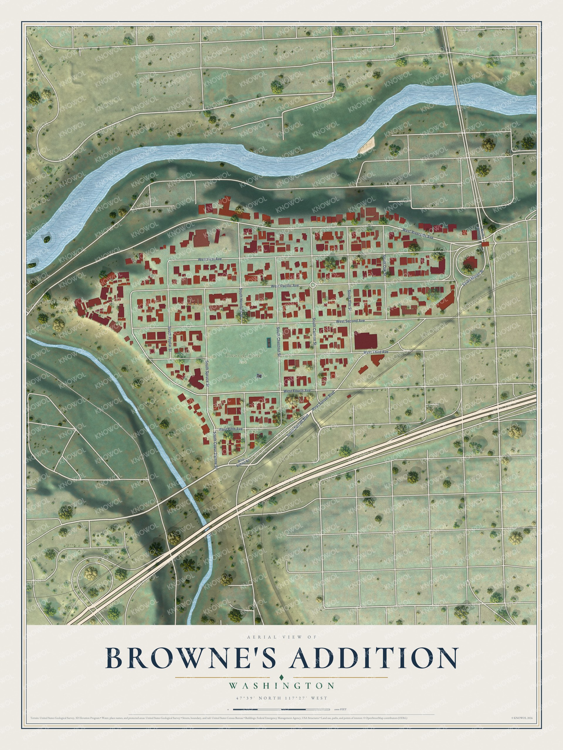 Watermarked full-map preview of Browne's Addition, Washington