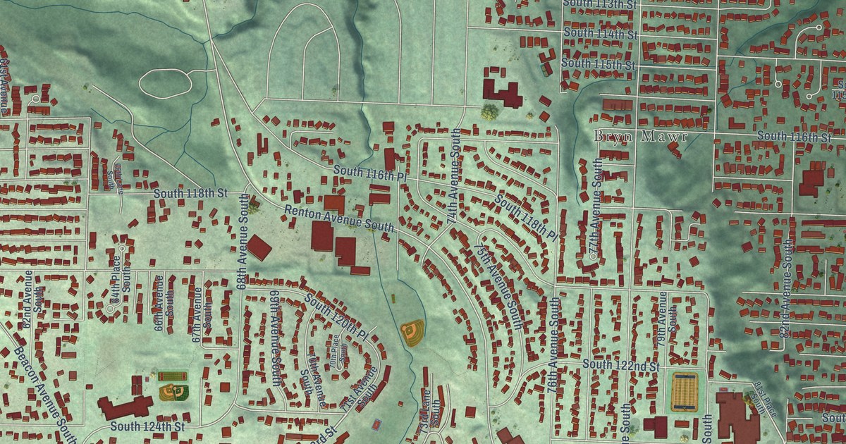 Map of Bryn Mawr-Skyway, Washington in 2026