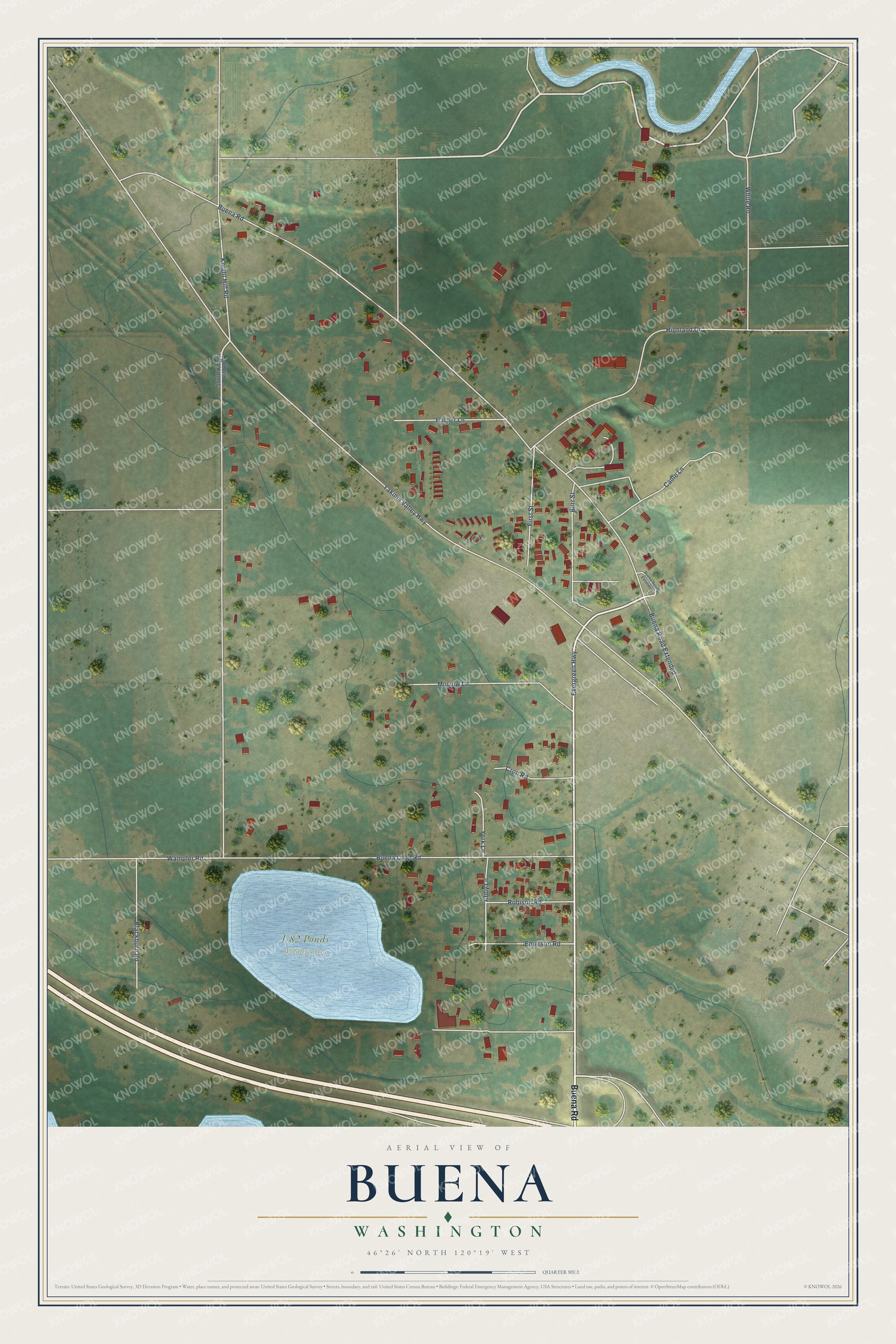 Watermarked full-map preview of Buena, Washington
