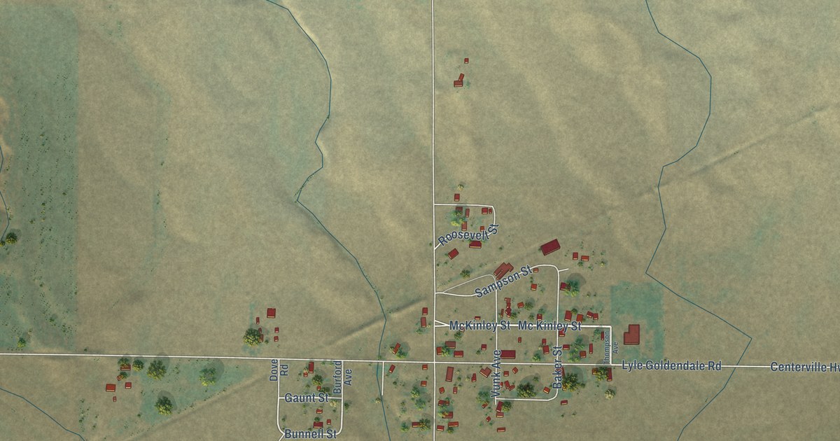 Map of Centerville, Washington in 2026