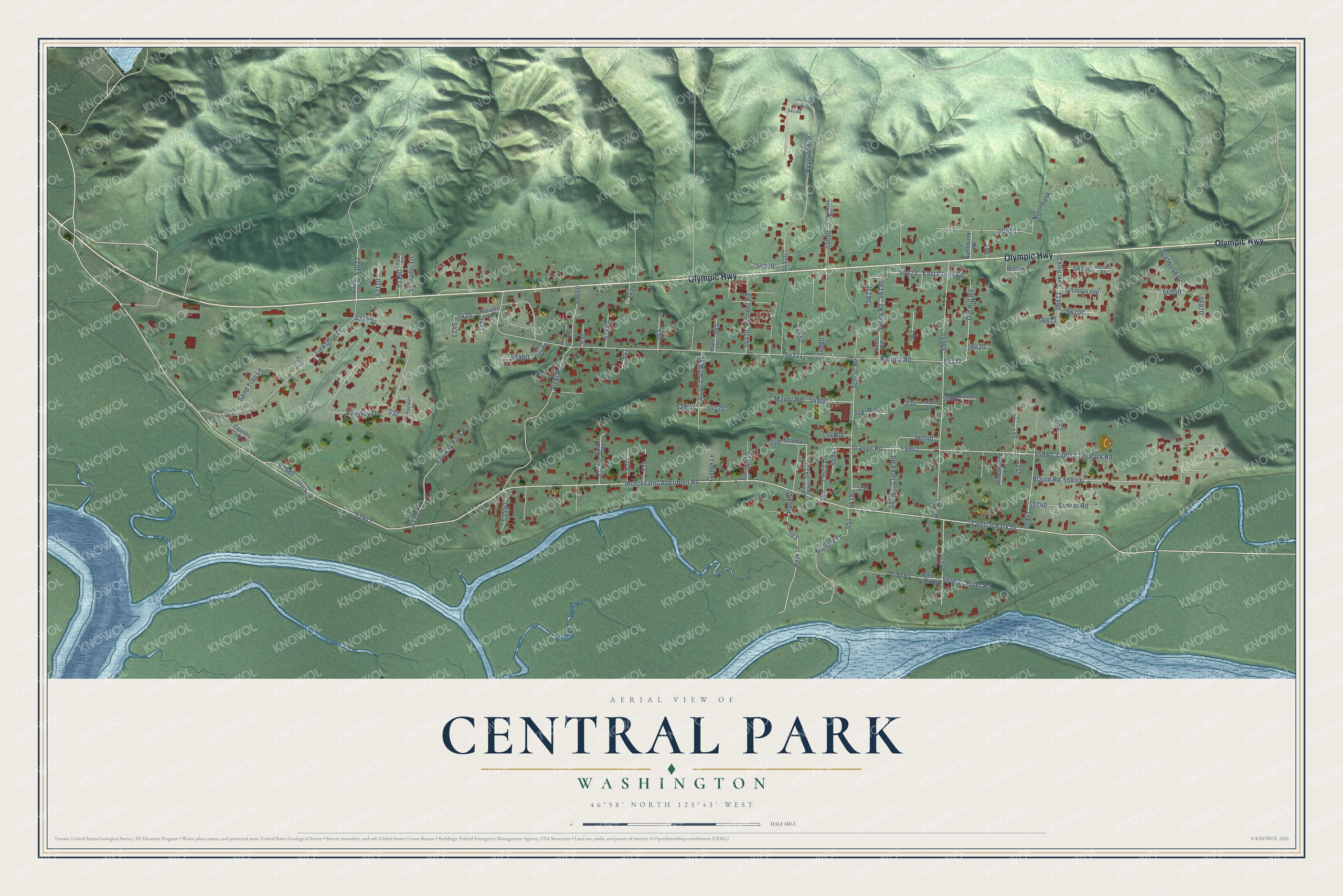 Watermarked full-map preview of Central Park, Washington