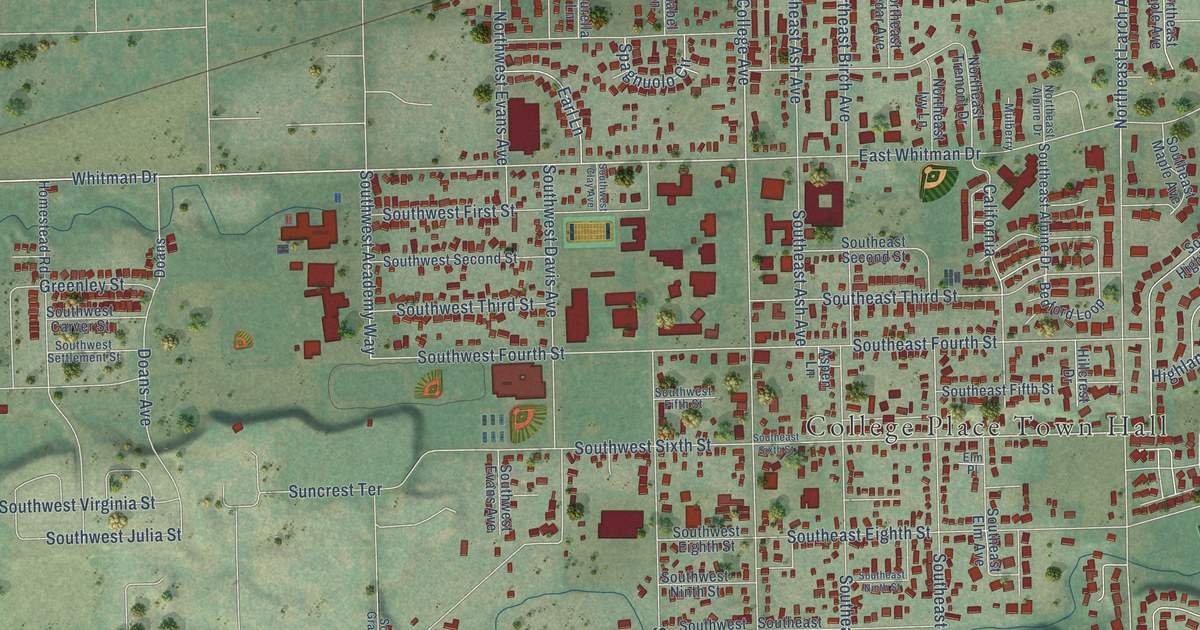 Map of College Place, Washington in 2026