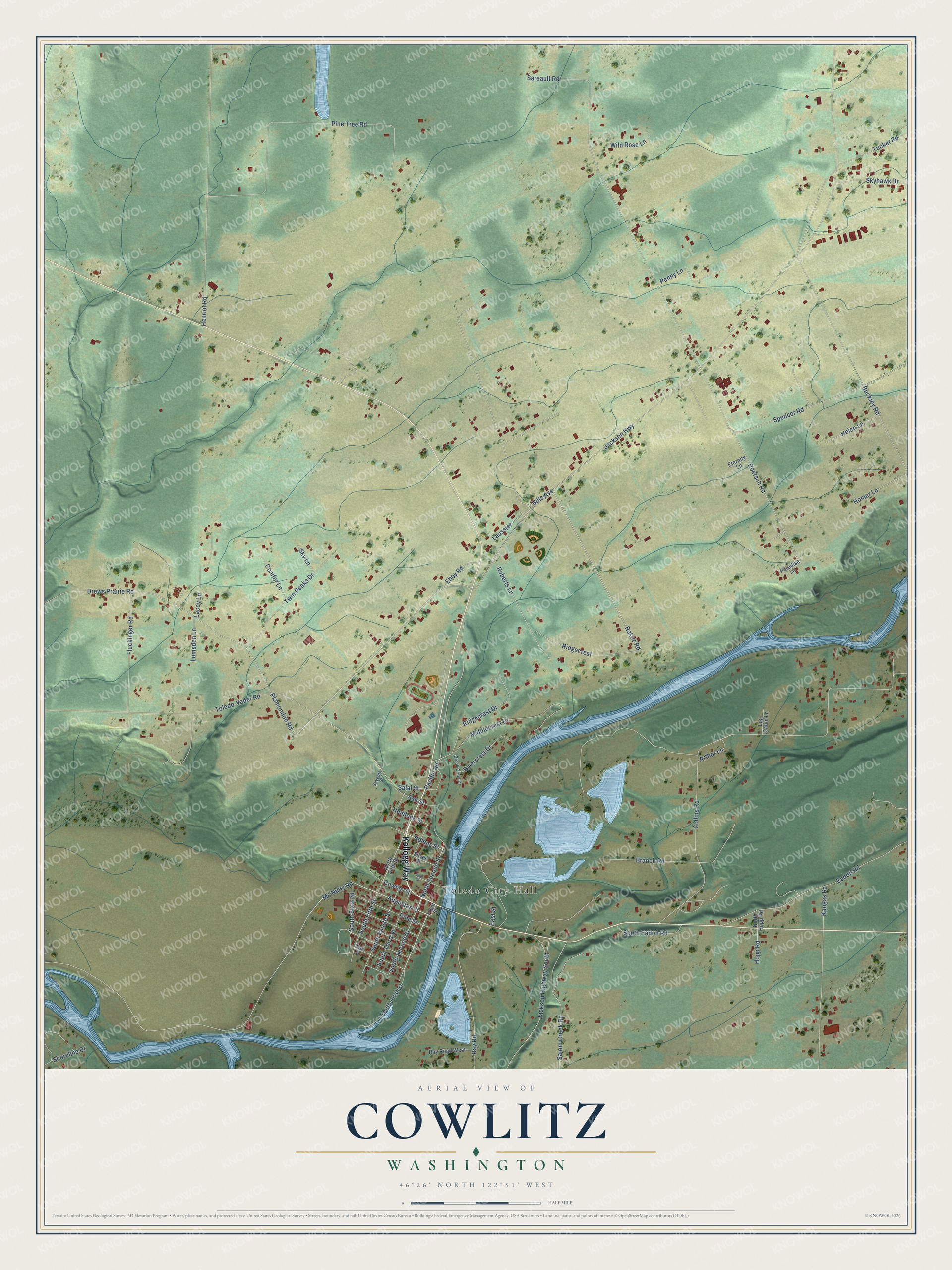 Watermarked full-map preview of Cowlitz, Washington