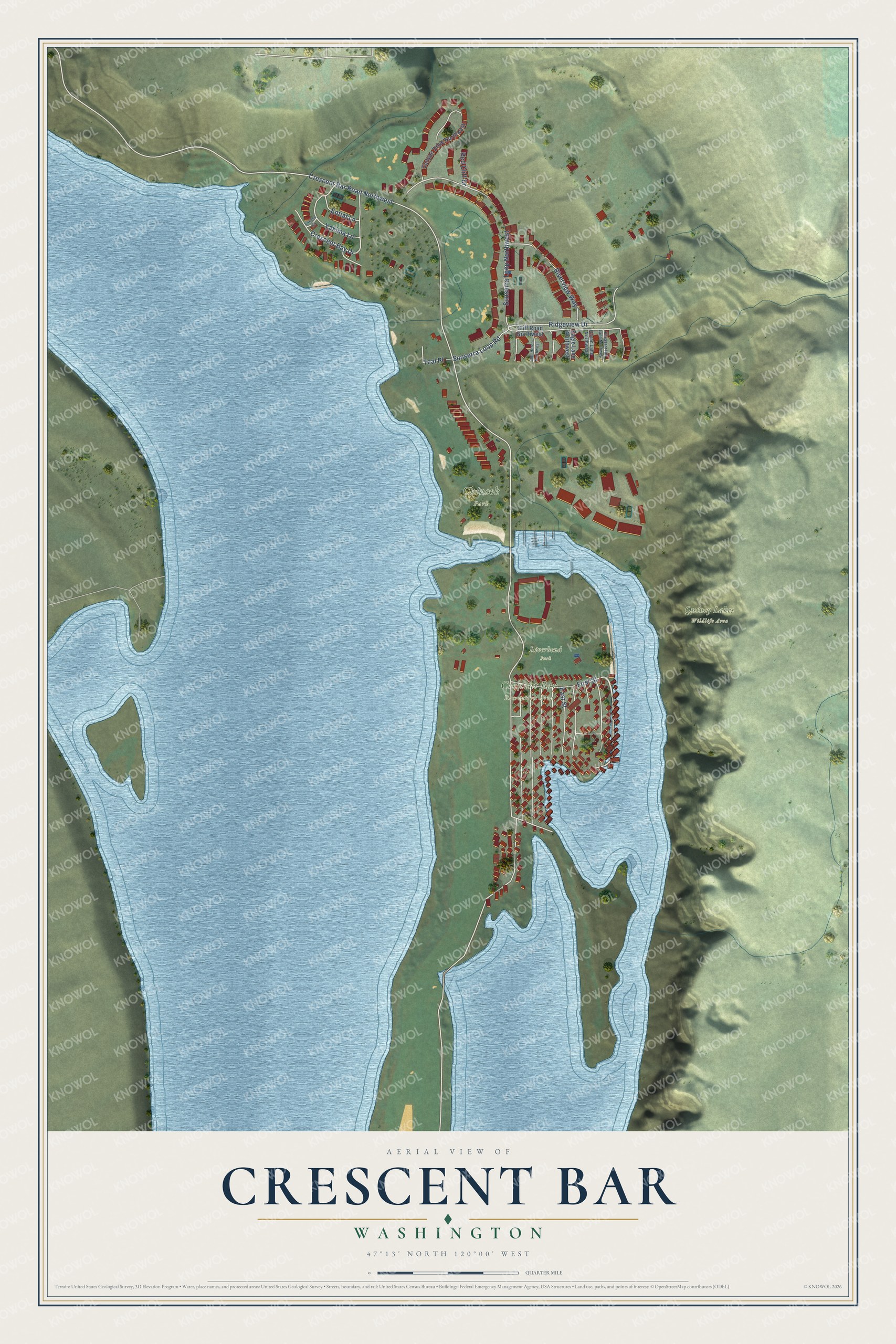 Watermarked full-map preview of Crescent Bar, Washington
