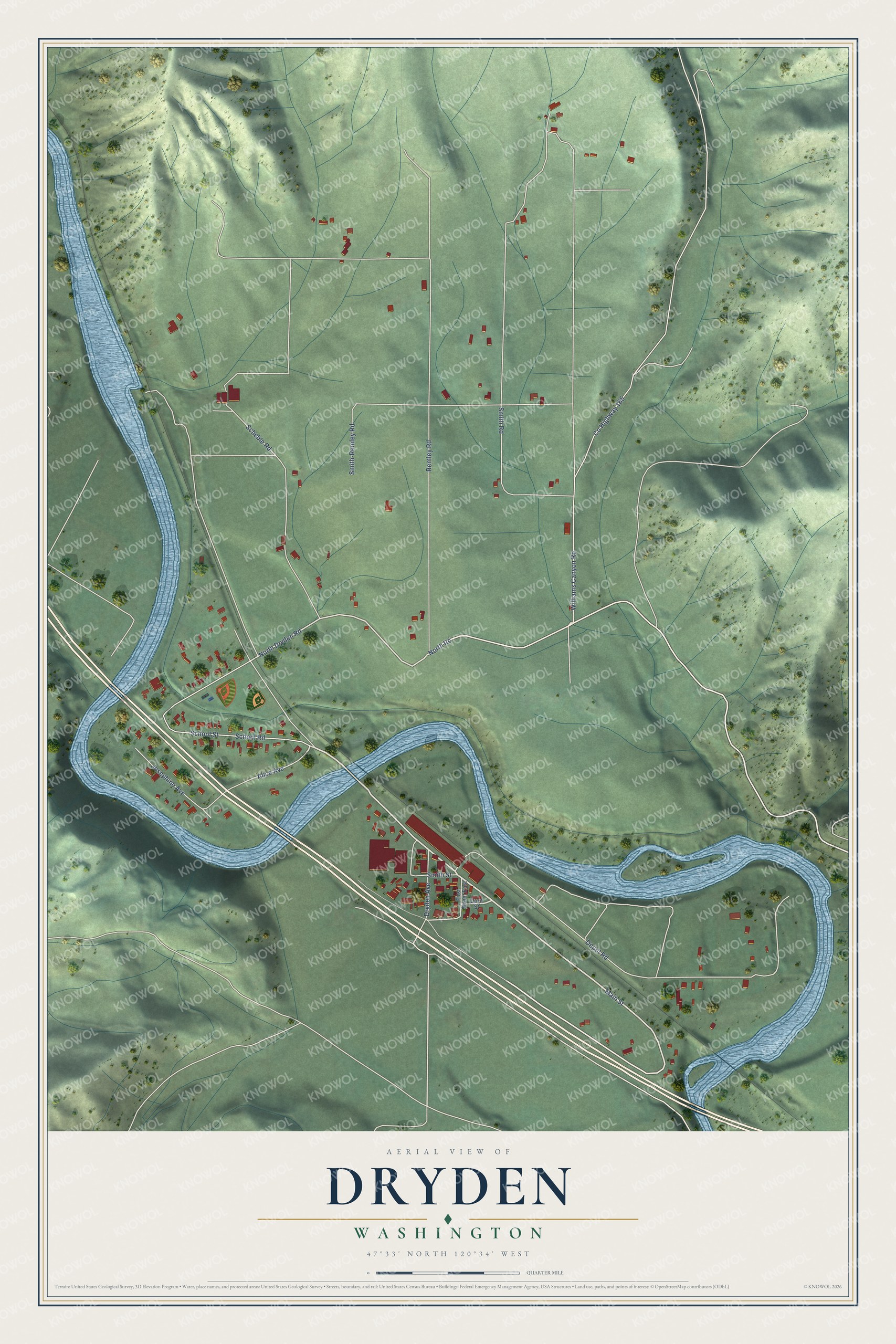Watermarked full-map preview of Dryden, Washington