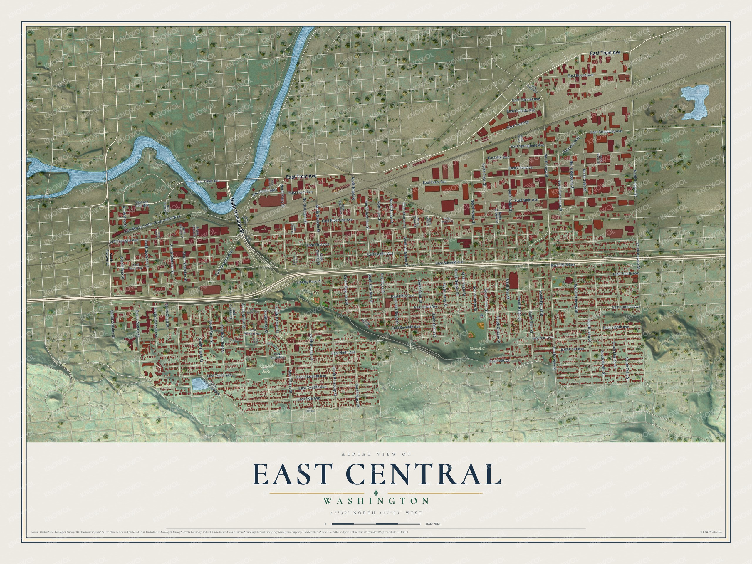 Watermarked full-map preview of East Central, Washington