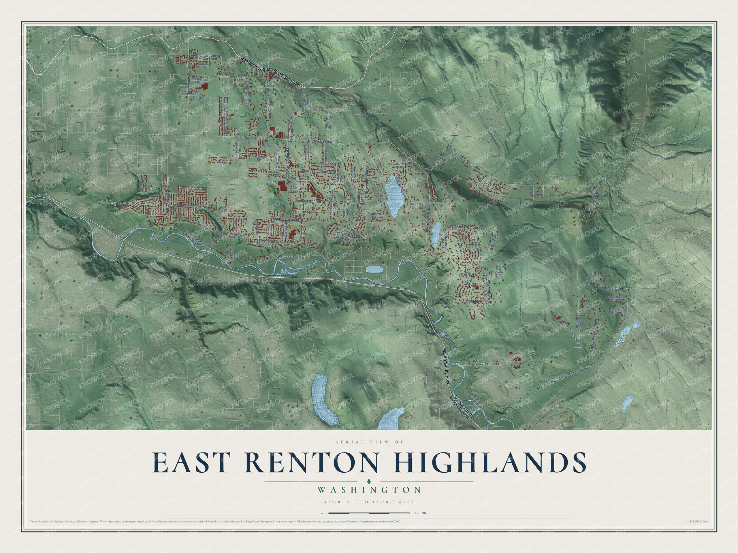 Watermarked full-map preview of East Renton Highlands, Washington
