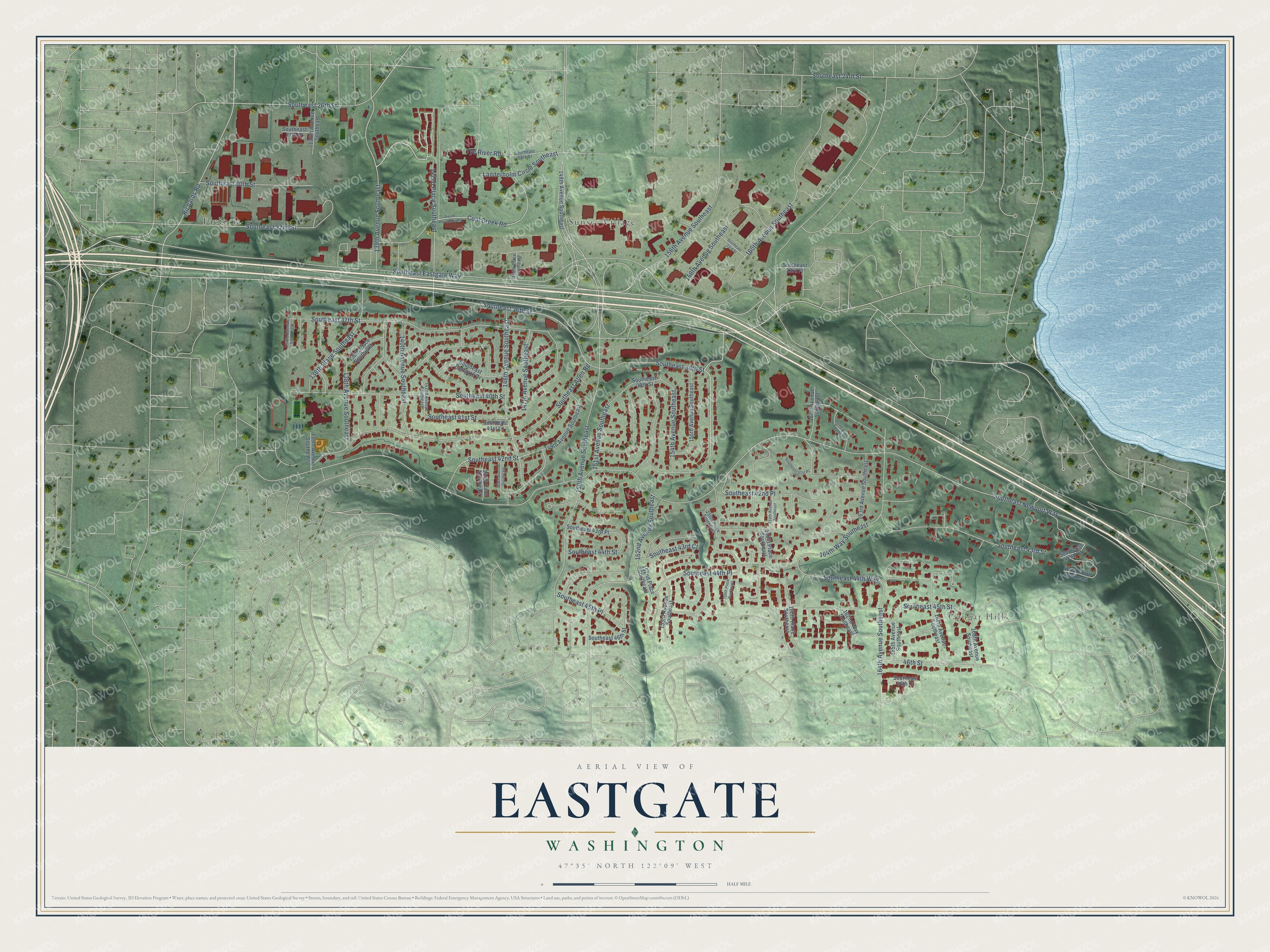 Watermarked full-map preview of Eastgate, Washington