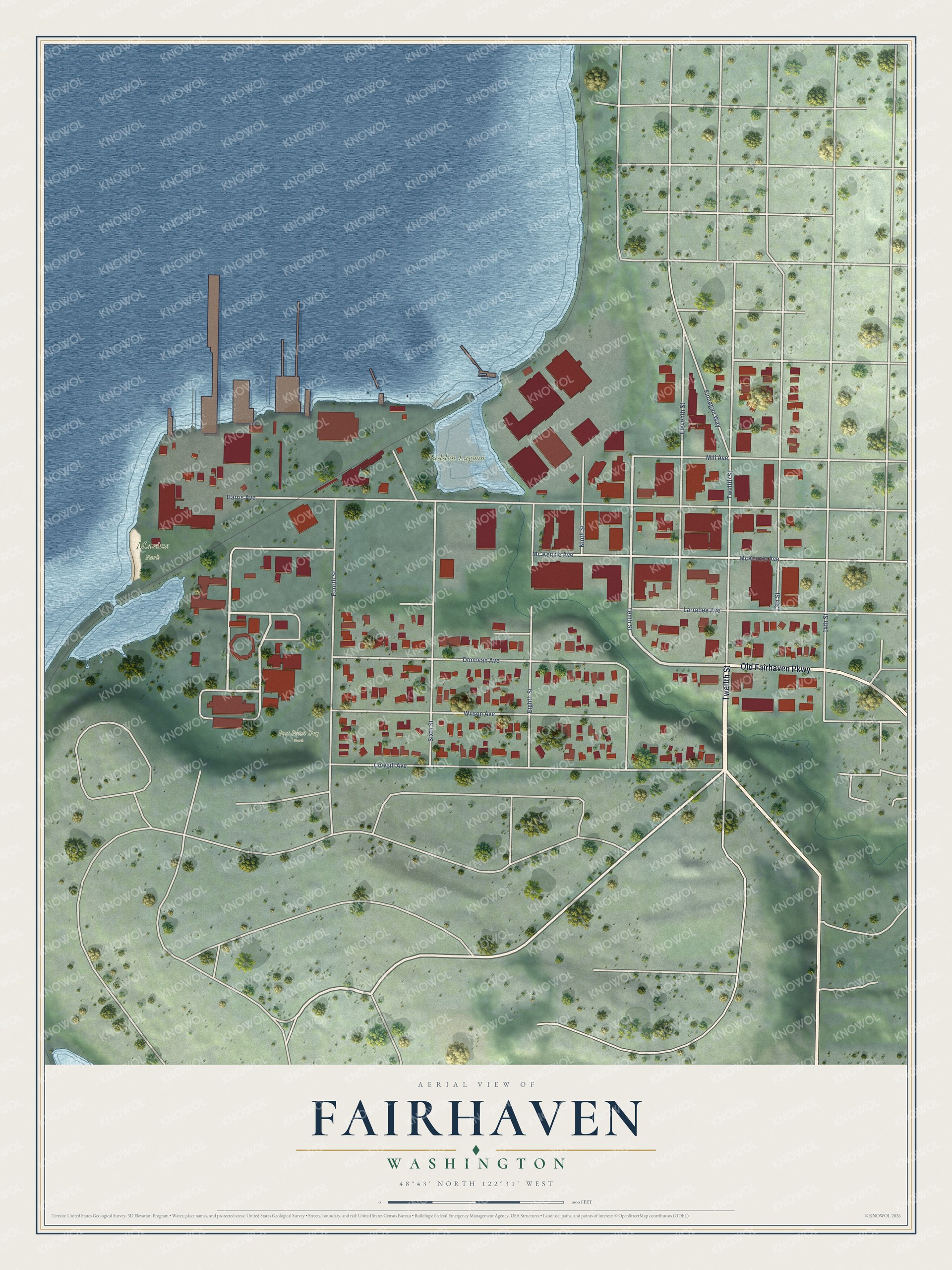 Watermarked full-map preview of Fairhaven, Washington