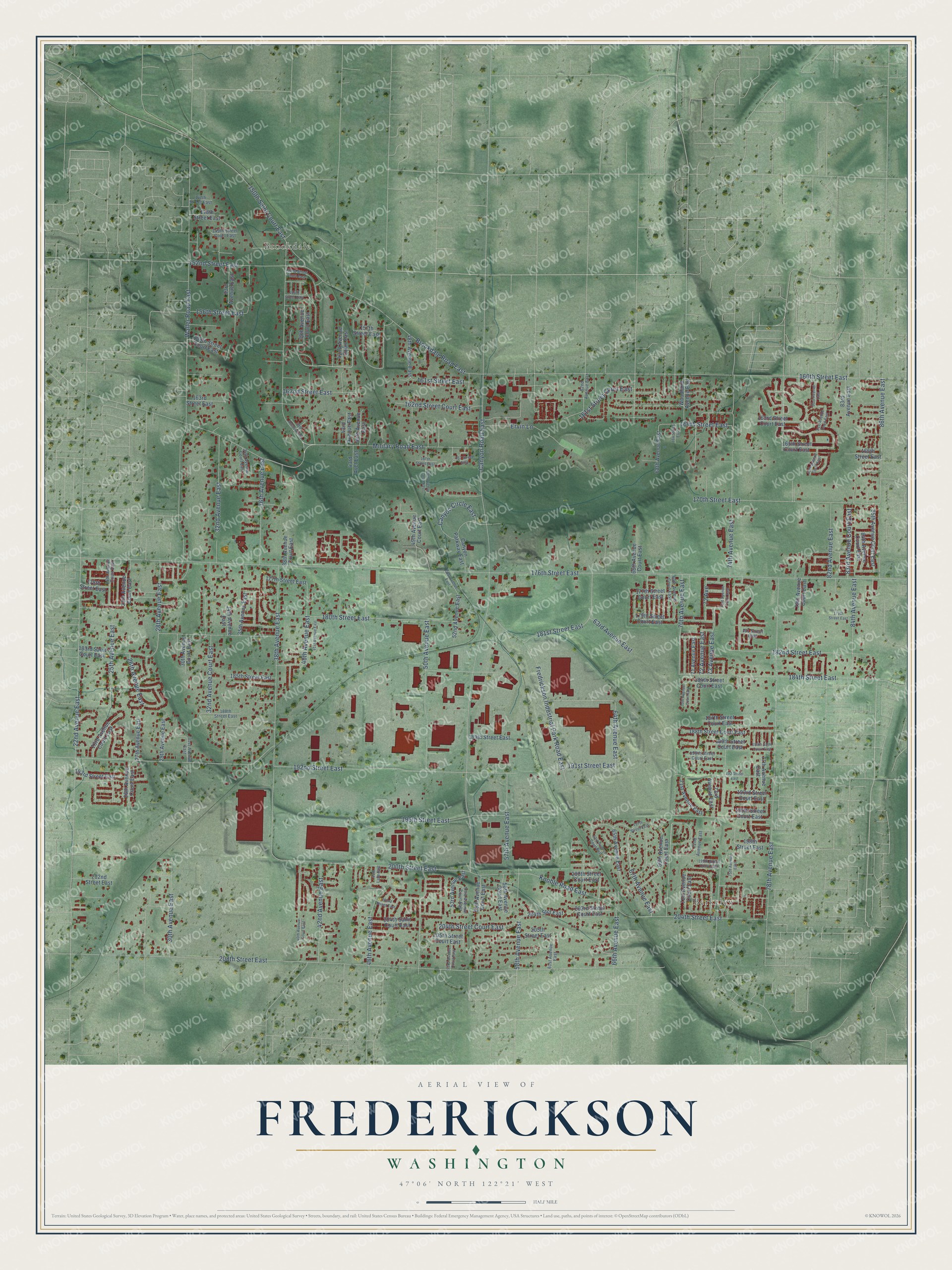 Watermarked full-map preview of Frederickson, Washington