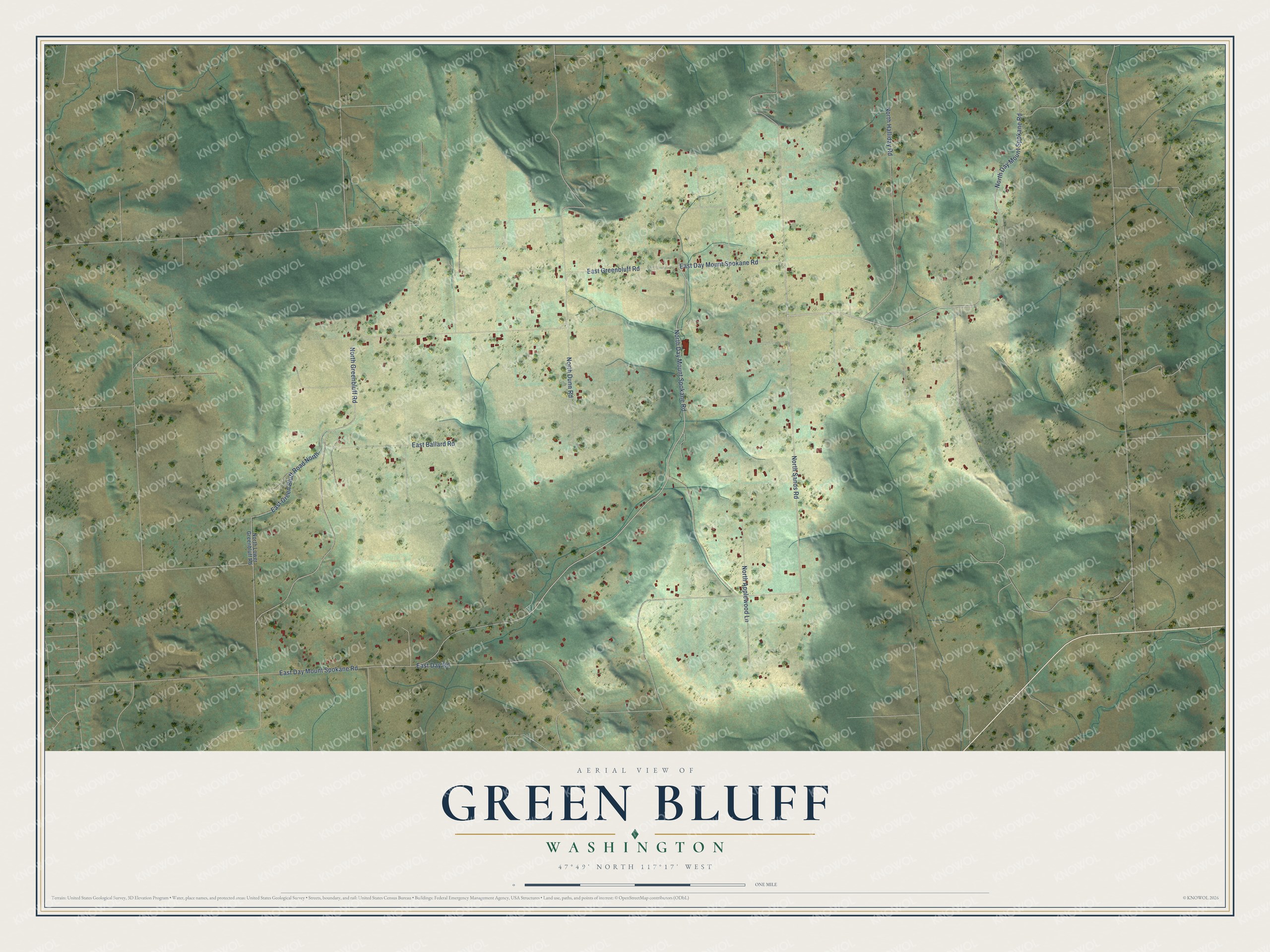 Watermarked full-map preview of Green Bluff, Washington