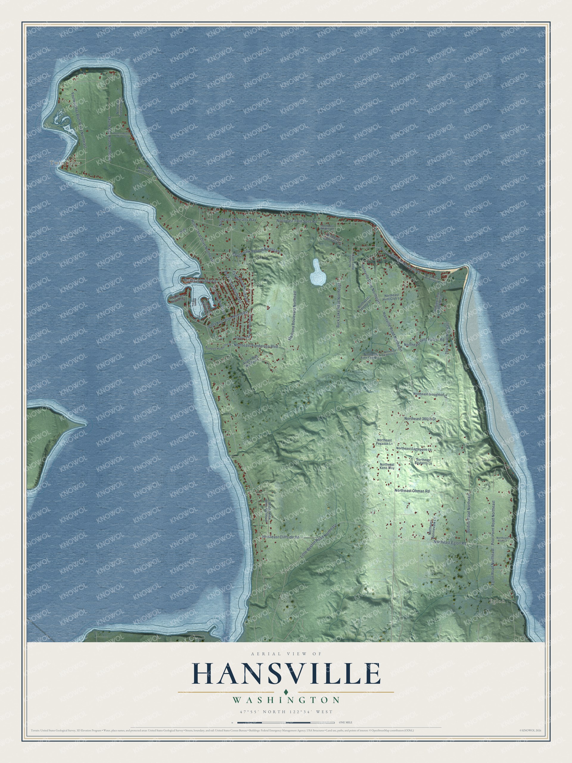 Watermarked full-map preview of Hansville, Washington
