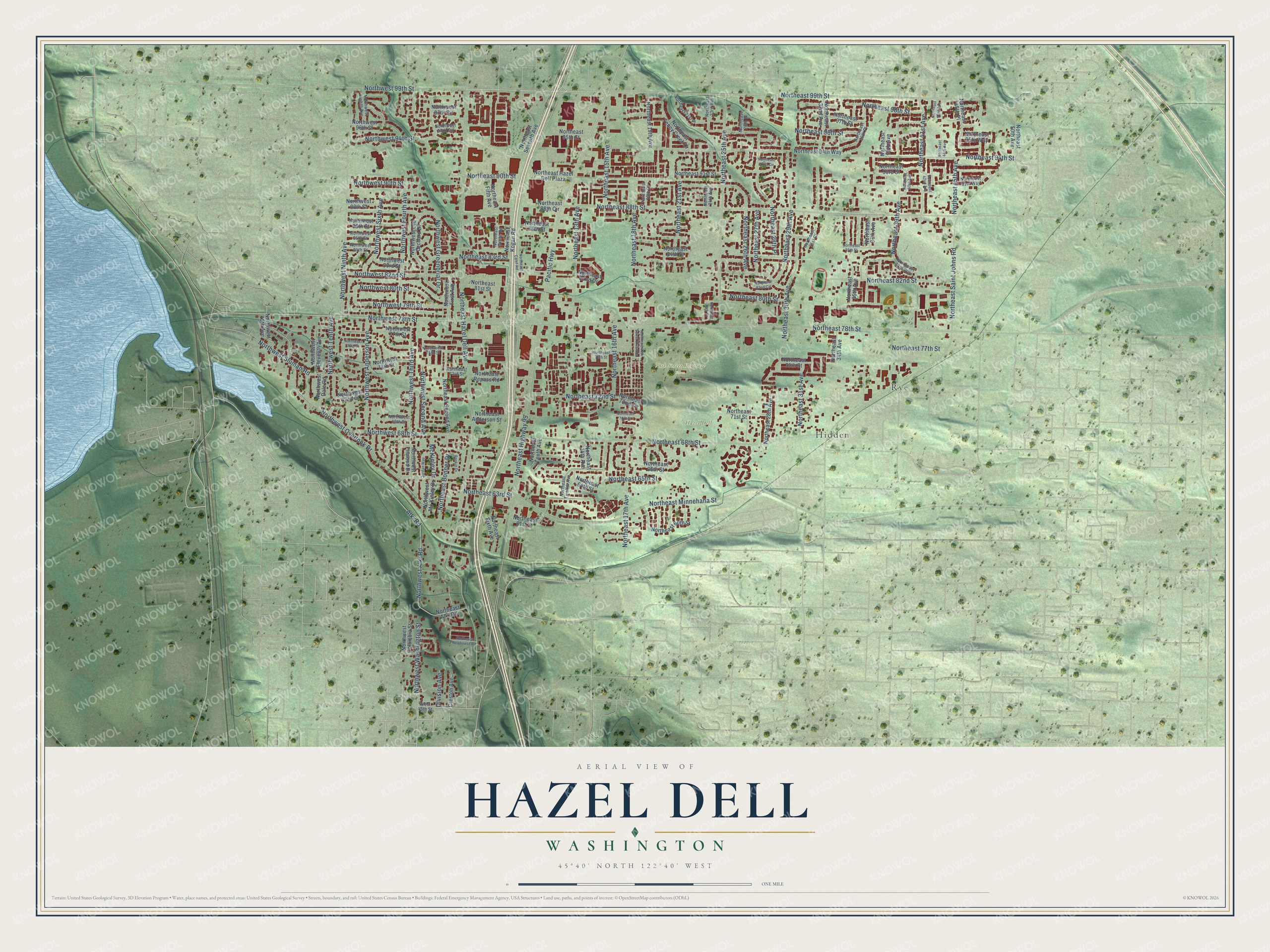 Watermarked full-map preview of Hazel Dell, Washington
