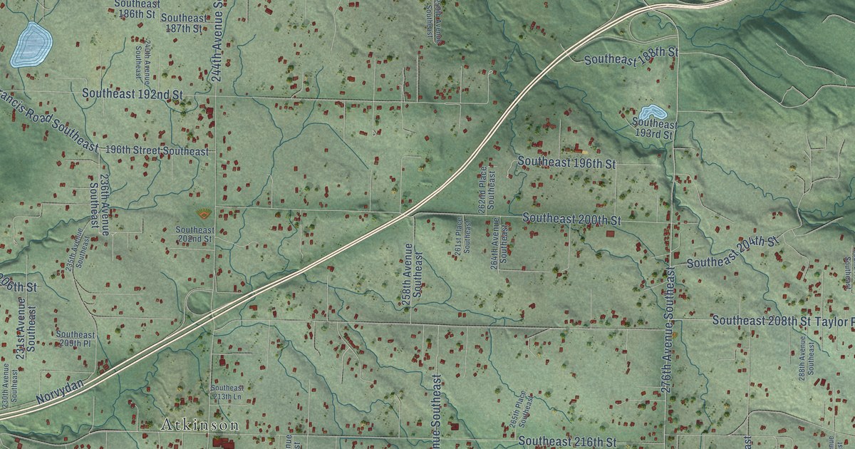 Map of Hobart, Washington in 2026