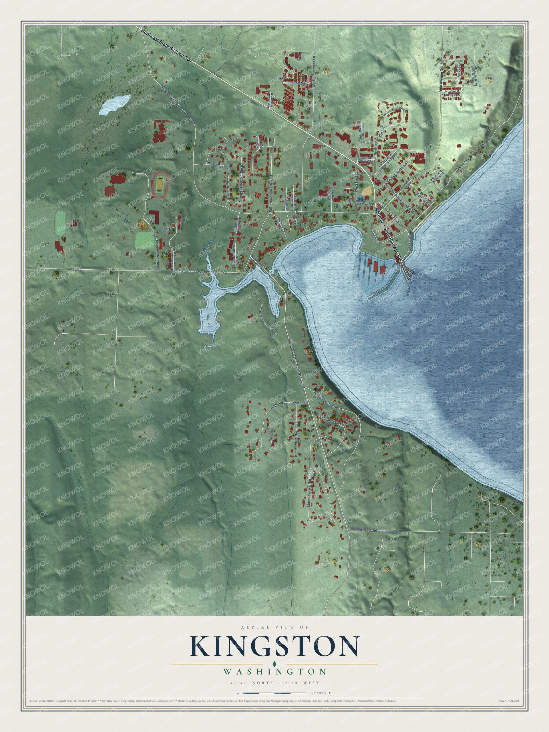 Watermarked full-map preview of Kingston, Washington