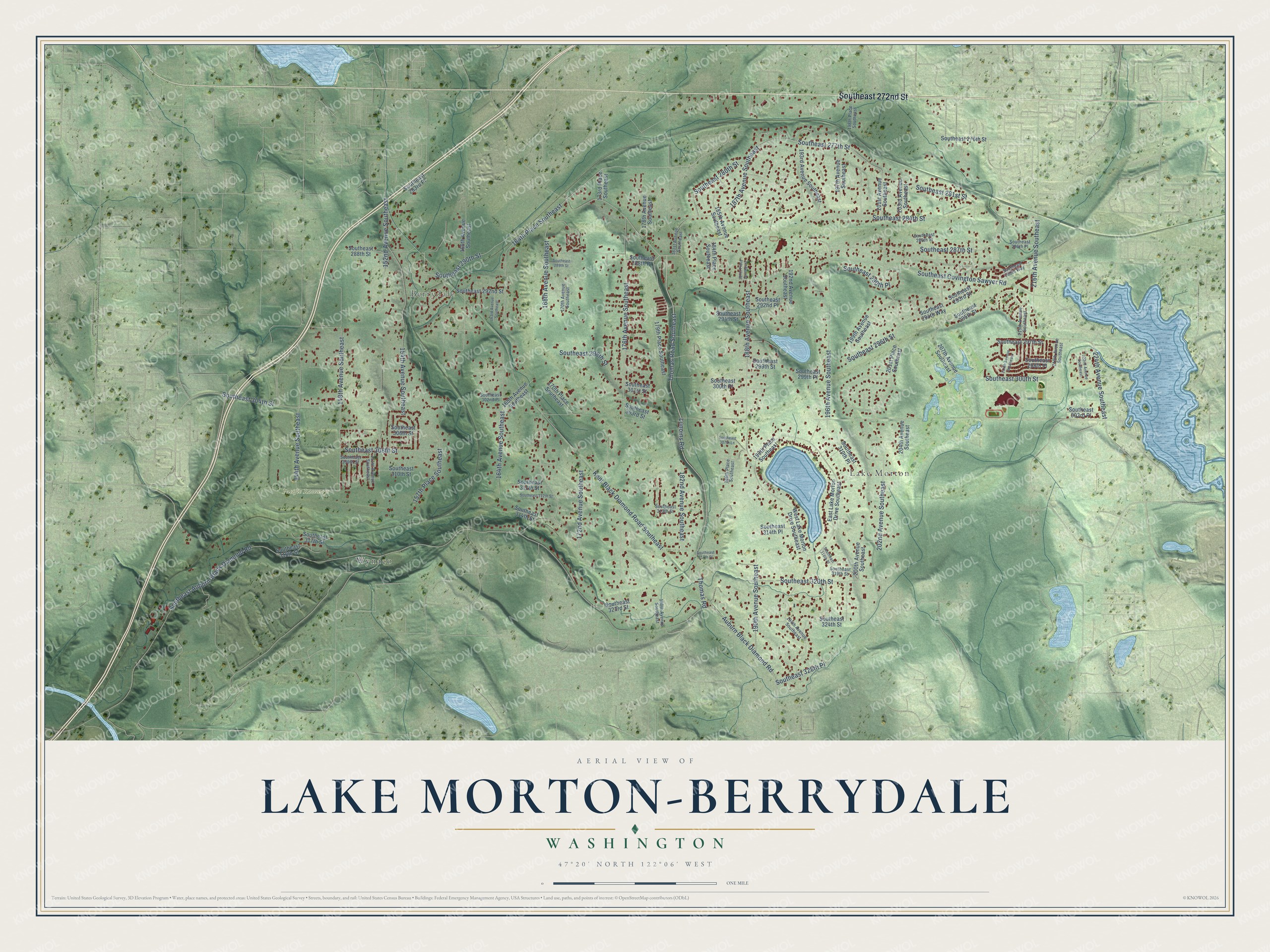Watermarked full-map preview of Lake Morton-Berrydale, Washington