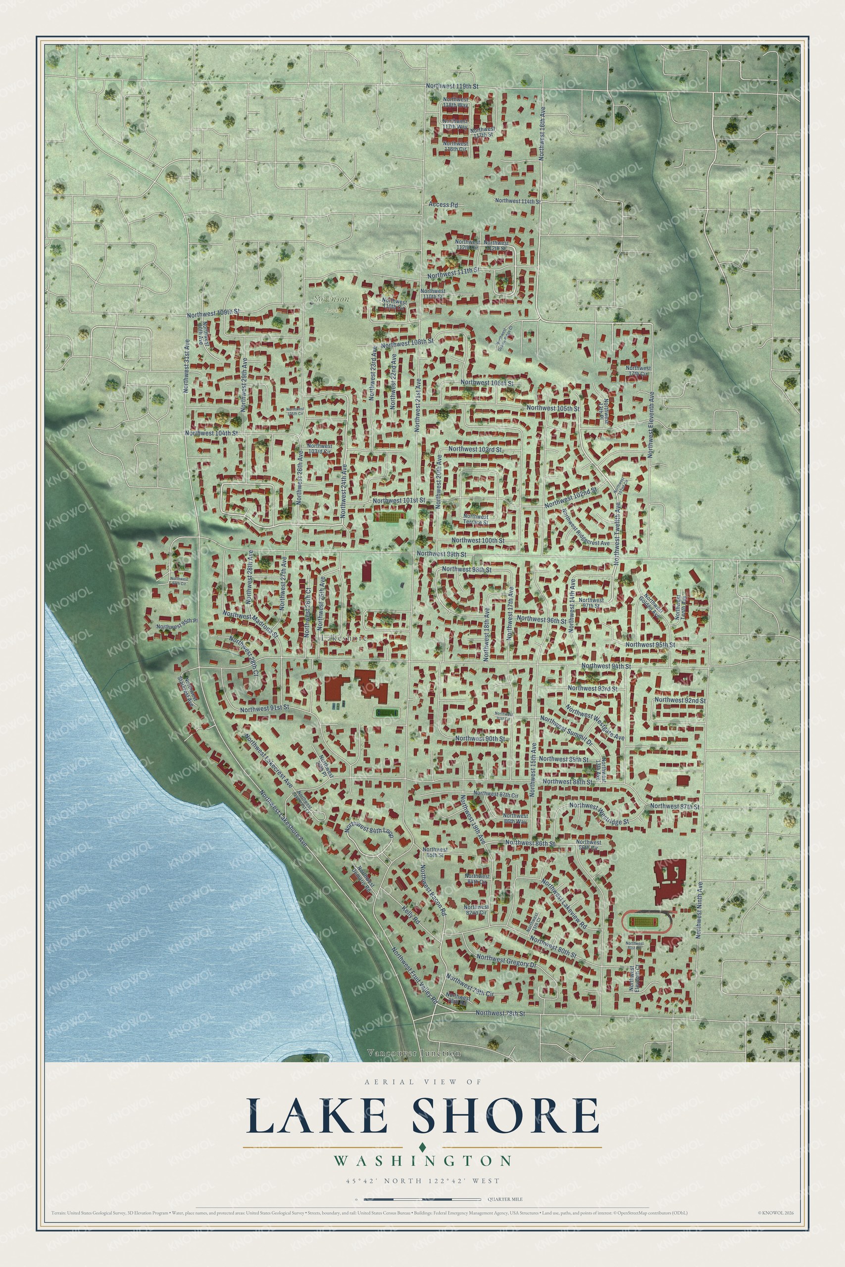 Watermarked full-map preview of Lake Shore, Washington