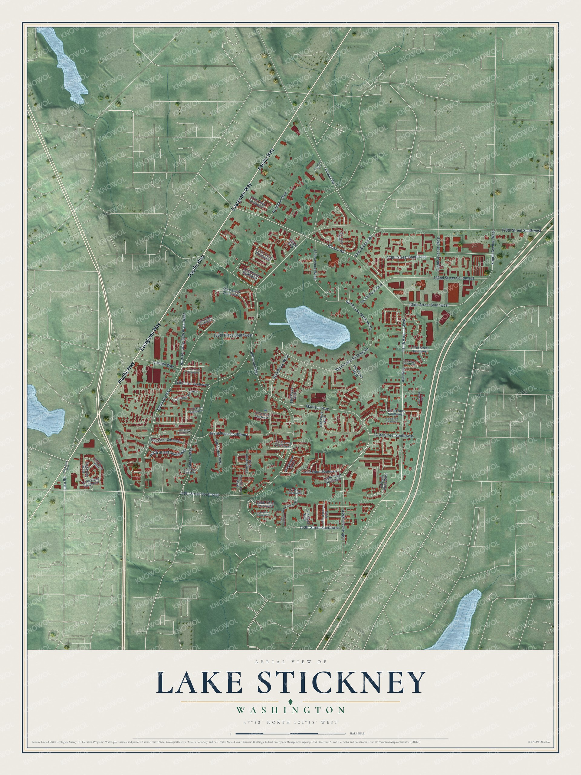 Watermarked full-map preview of Lake Stickney, Washington