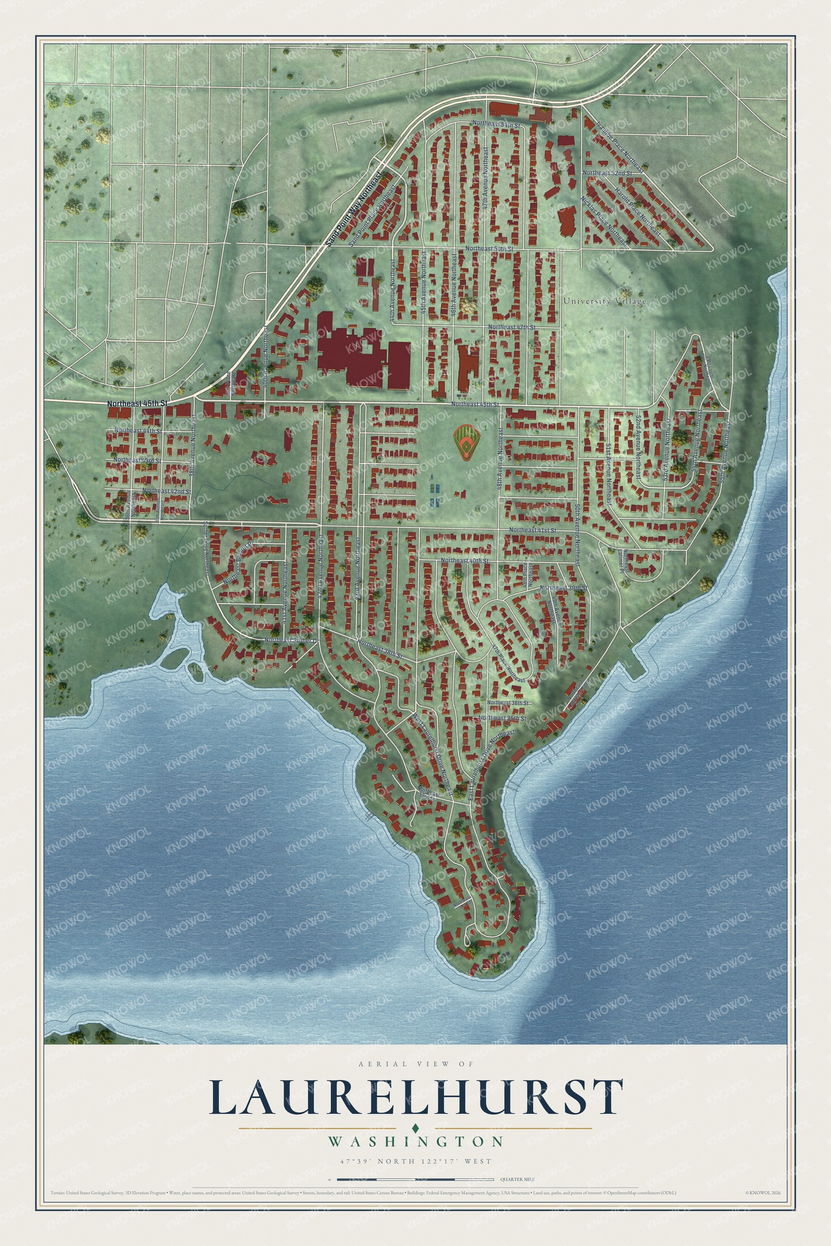 Watermarked full-map preview of Laurelhurst, Washington