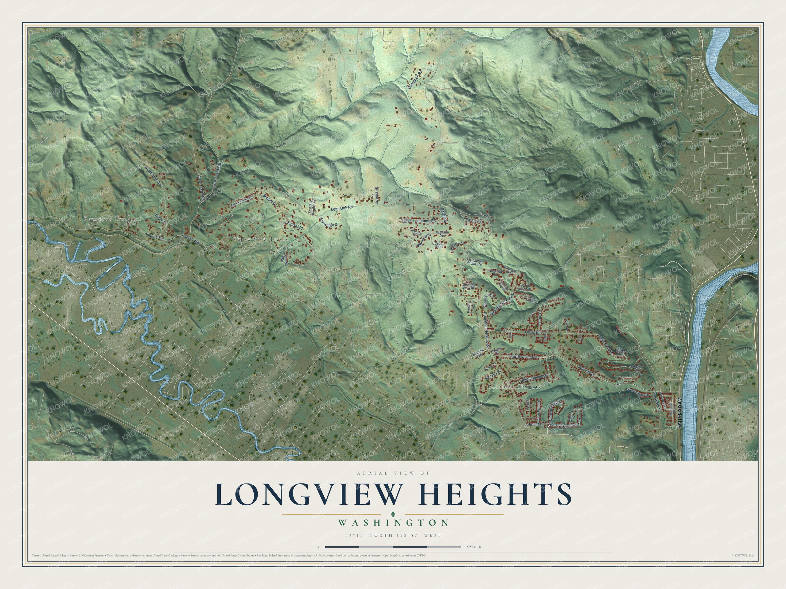 Watermarked full-map preview of Longview Heights, Washington